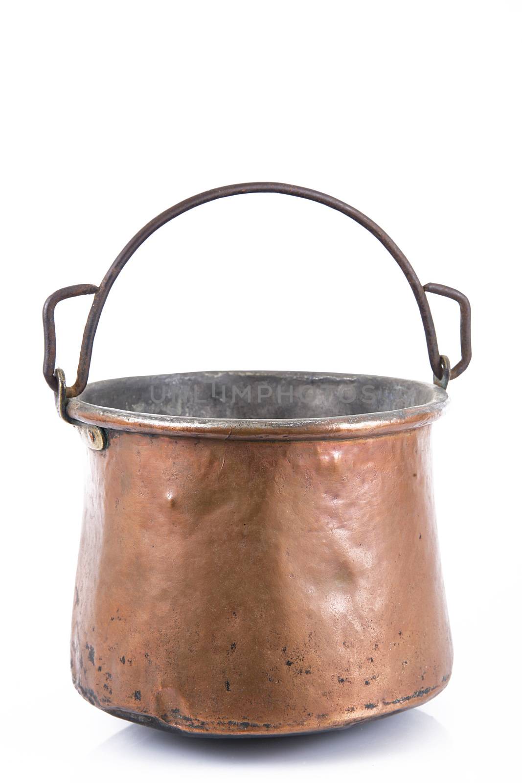 old pot on white background