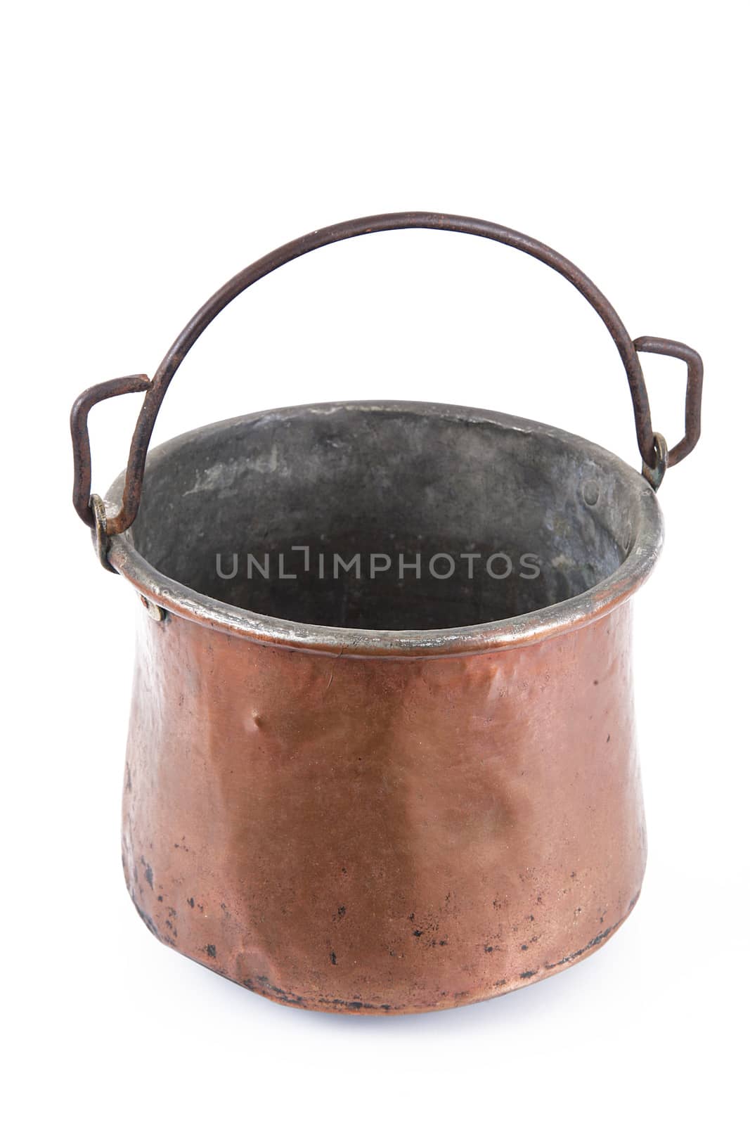 old pot on white background