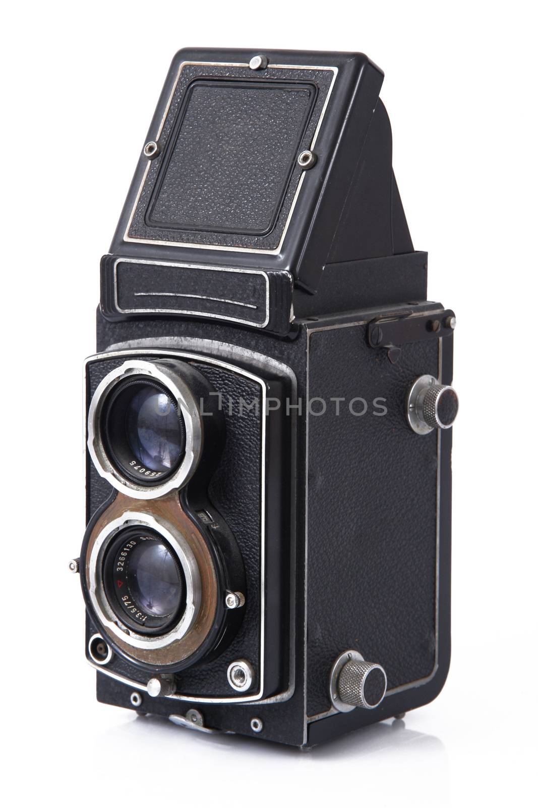 isolated vintage camera on white background
