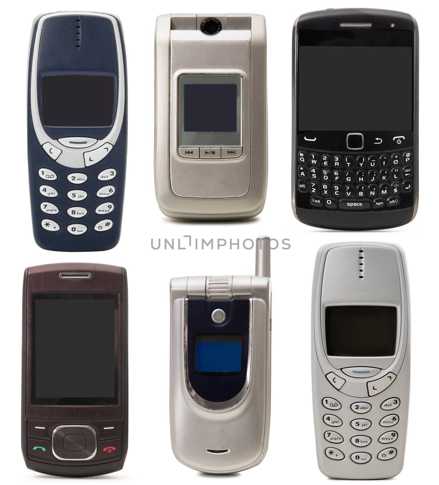 old cellphone on white background