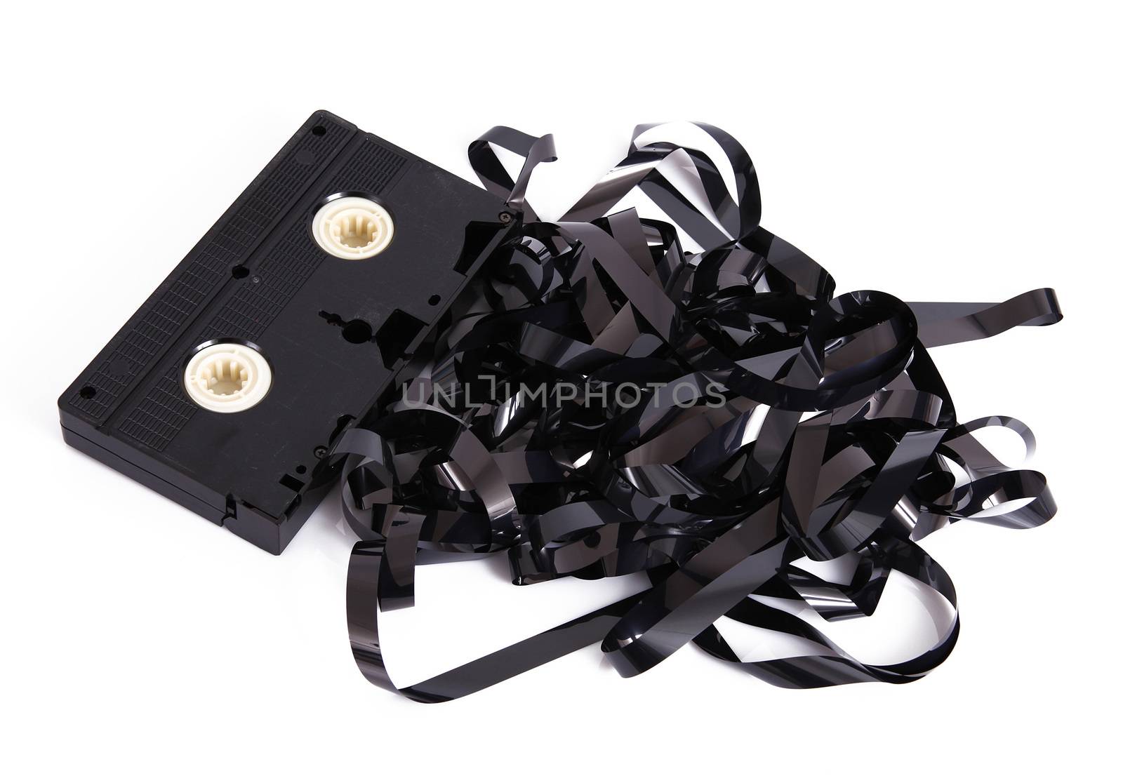 old video cassette tape on white background