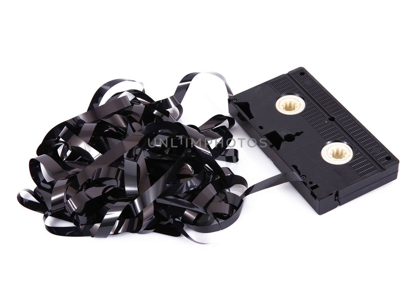old video cassette tape on white background