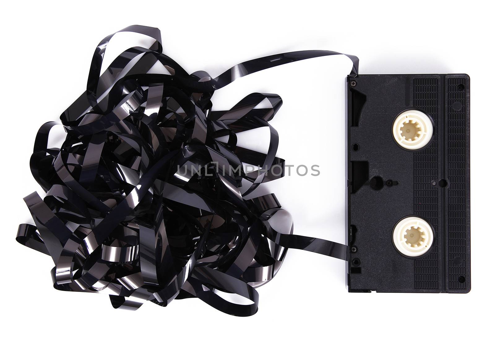 old video cassette tape on white background