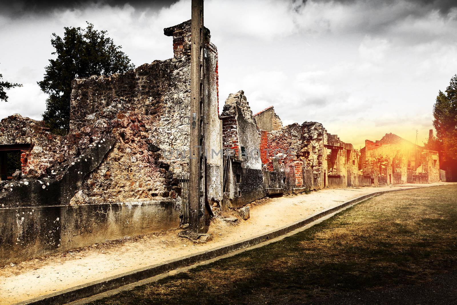 Ruins of houses destroyed by bombardment in the second world war