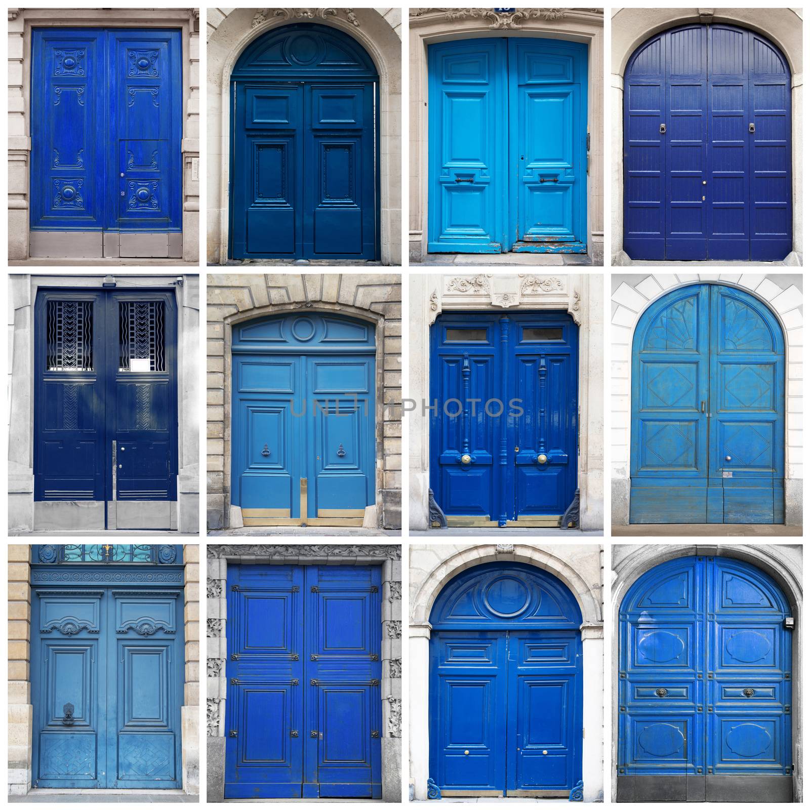collage of typical vintage  wooden doors