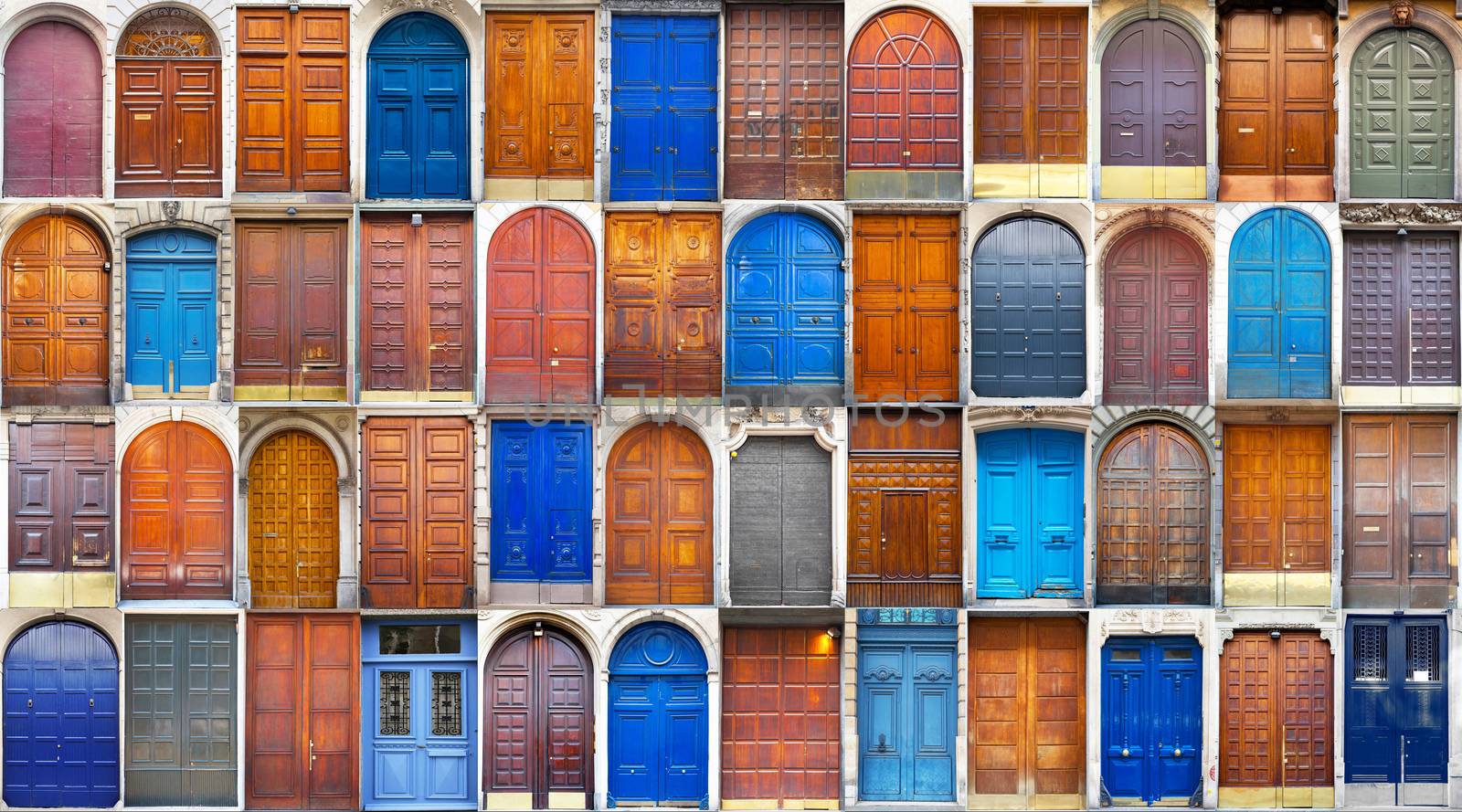 collage of typical vintage  wooden doors