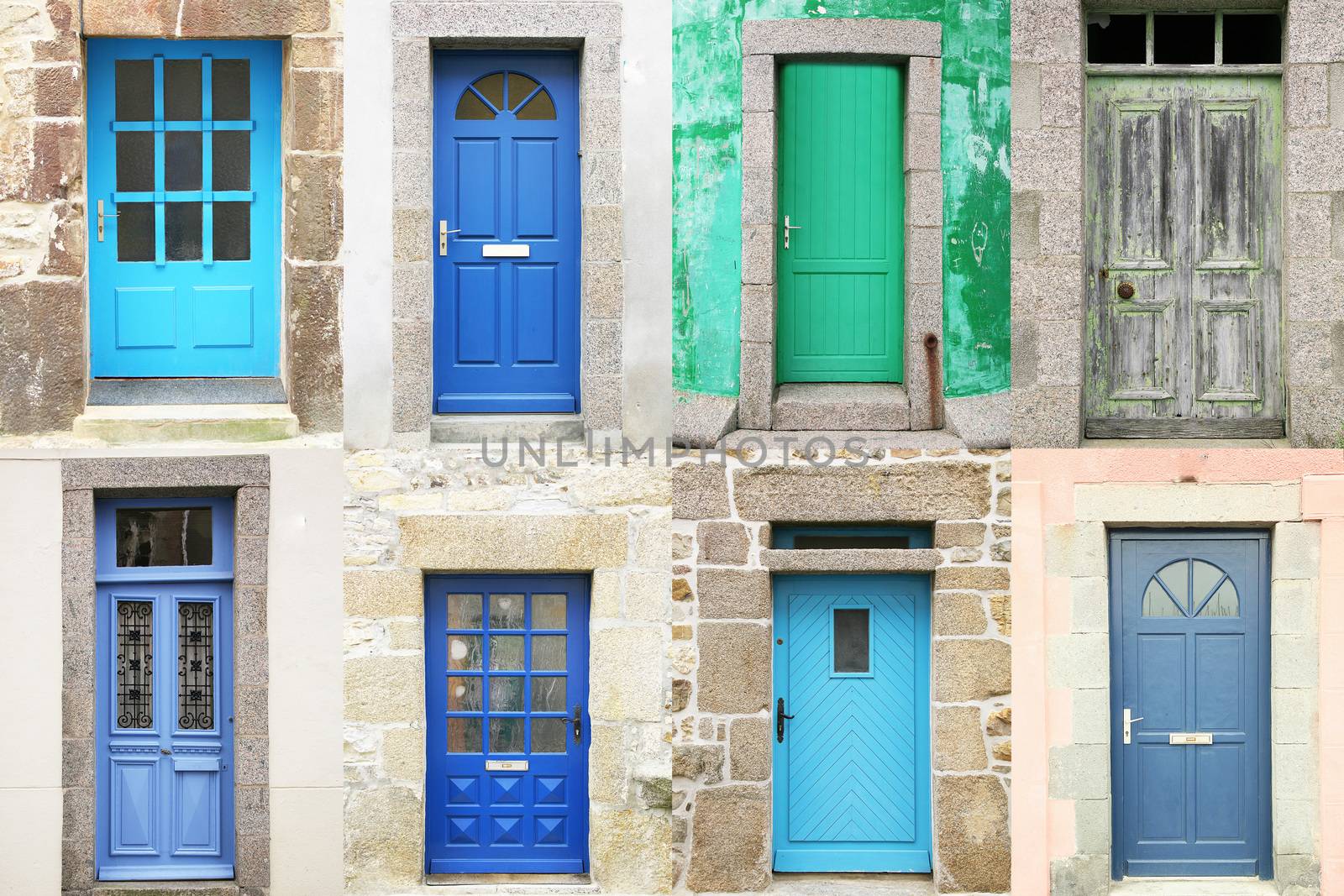 collage of typical vintage  wooden doors