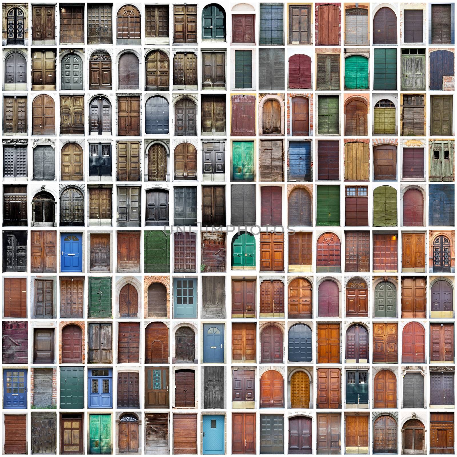 collage of typical vintage  wooden doors