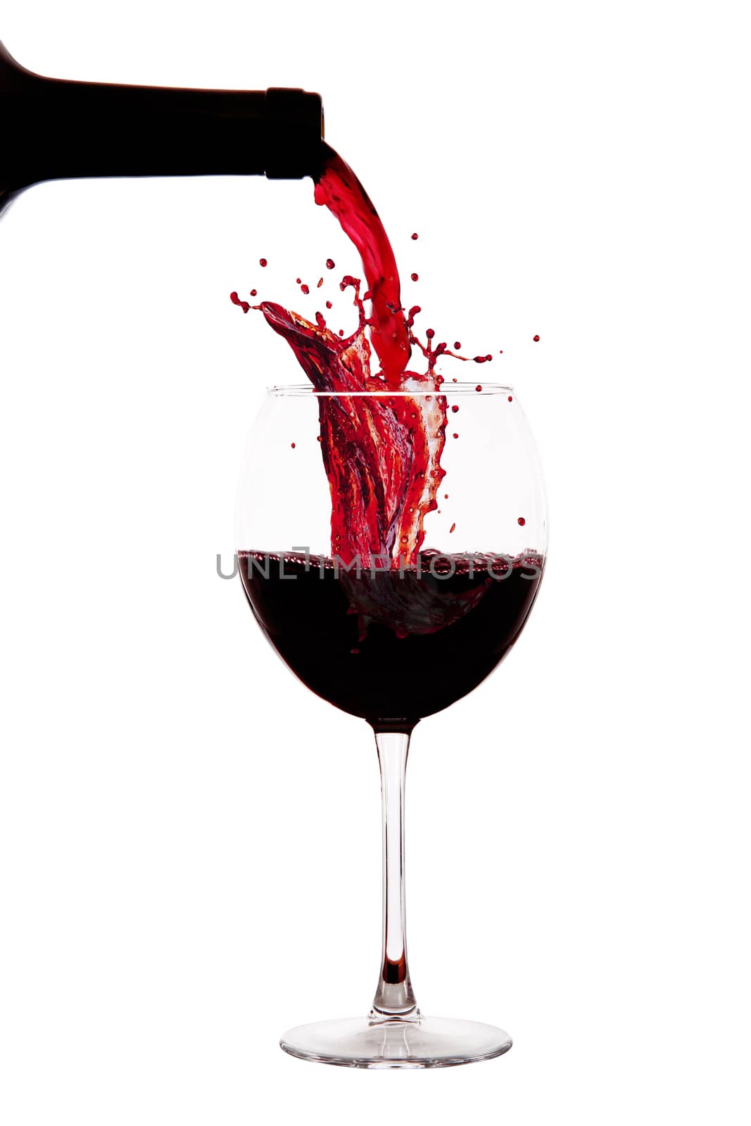 a glass with ice and wine splash