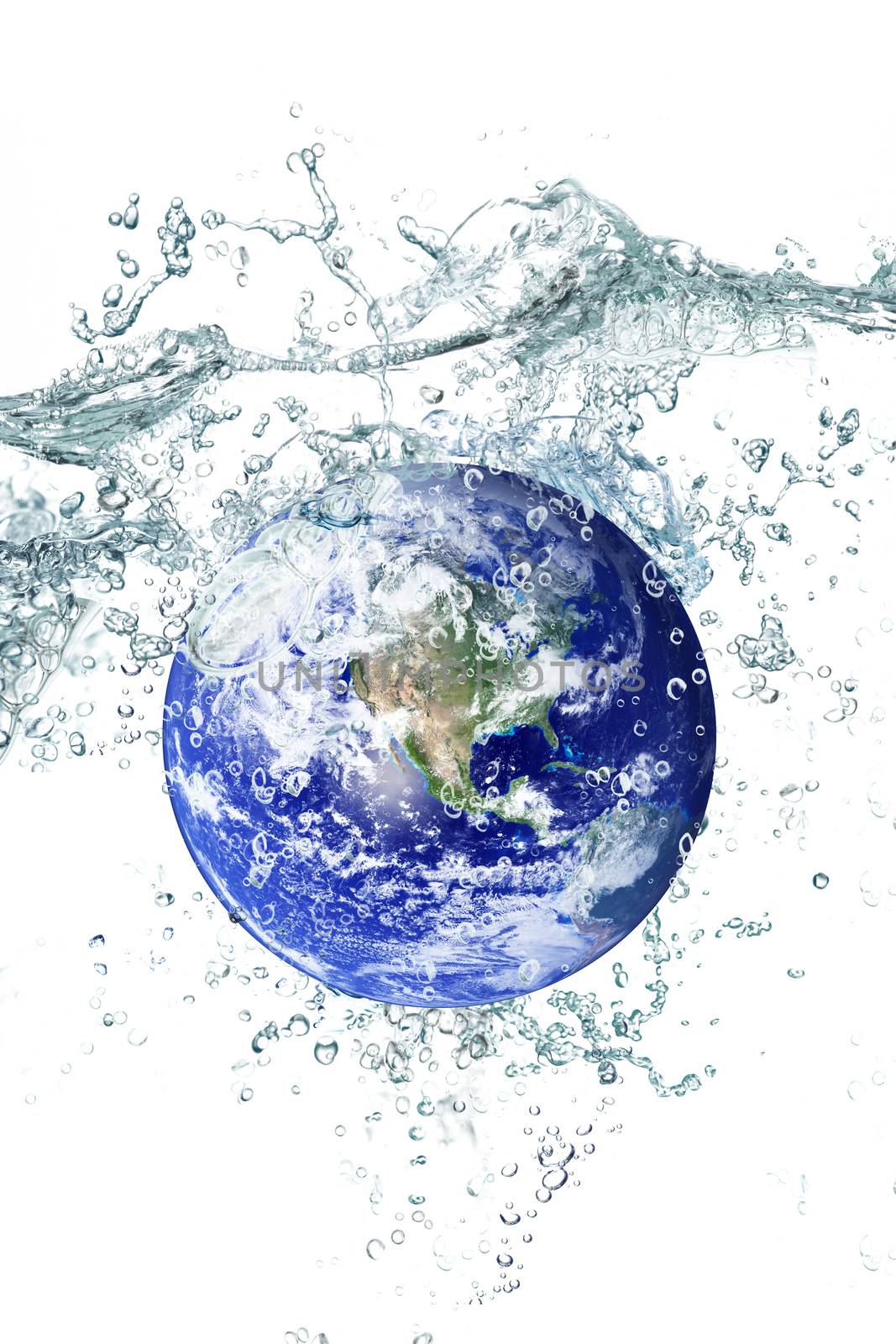 litlle Earth falling in water