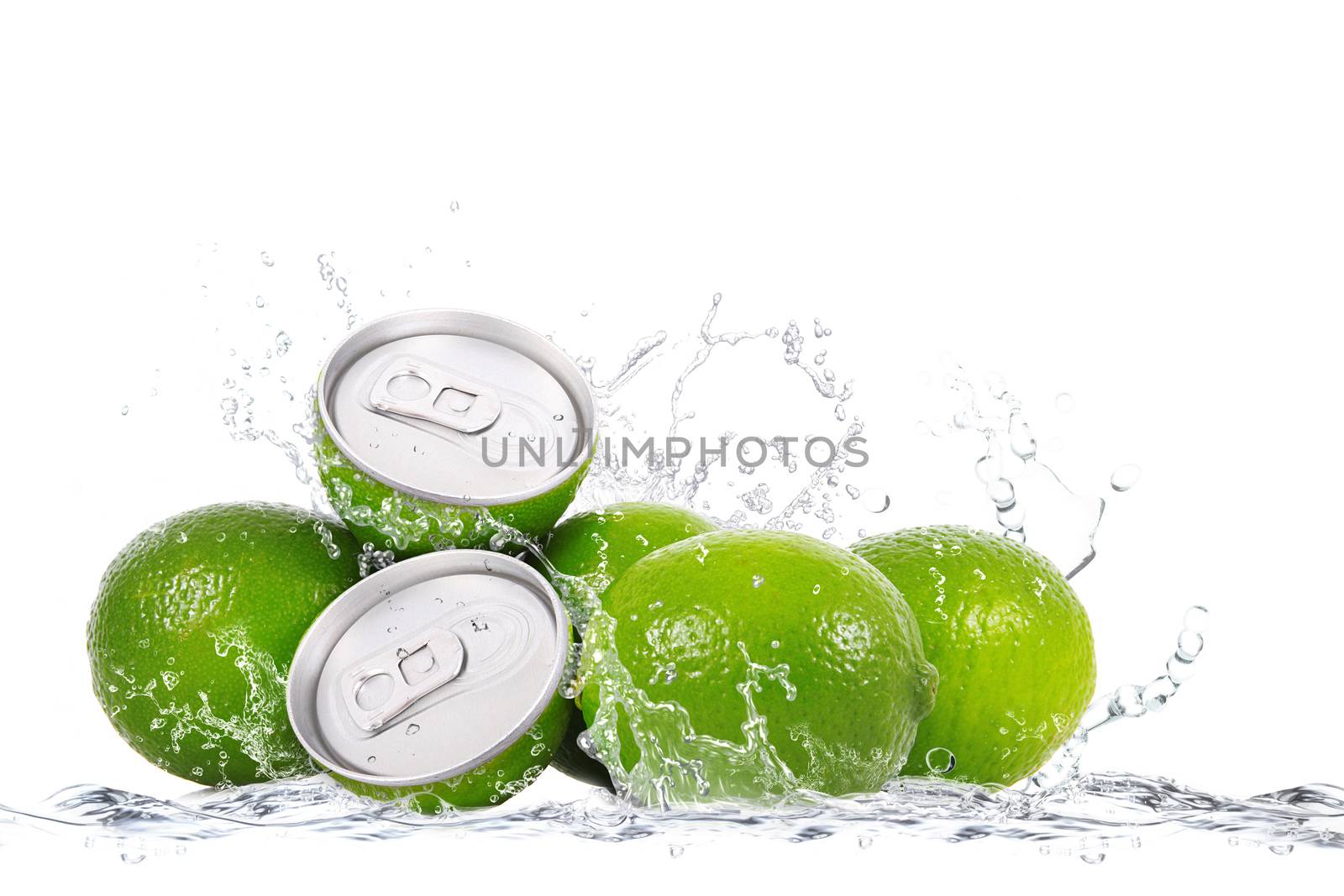 fresh lime falling in water