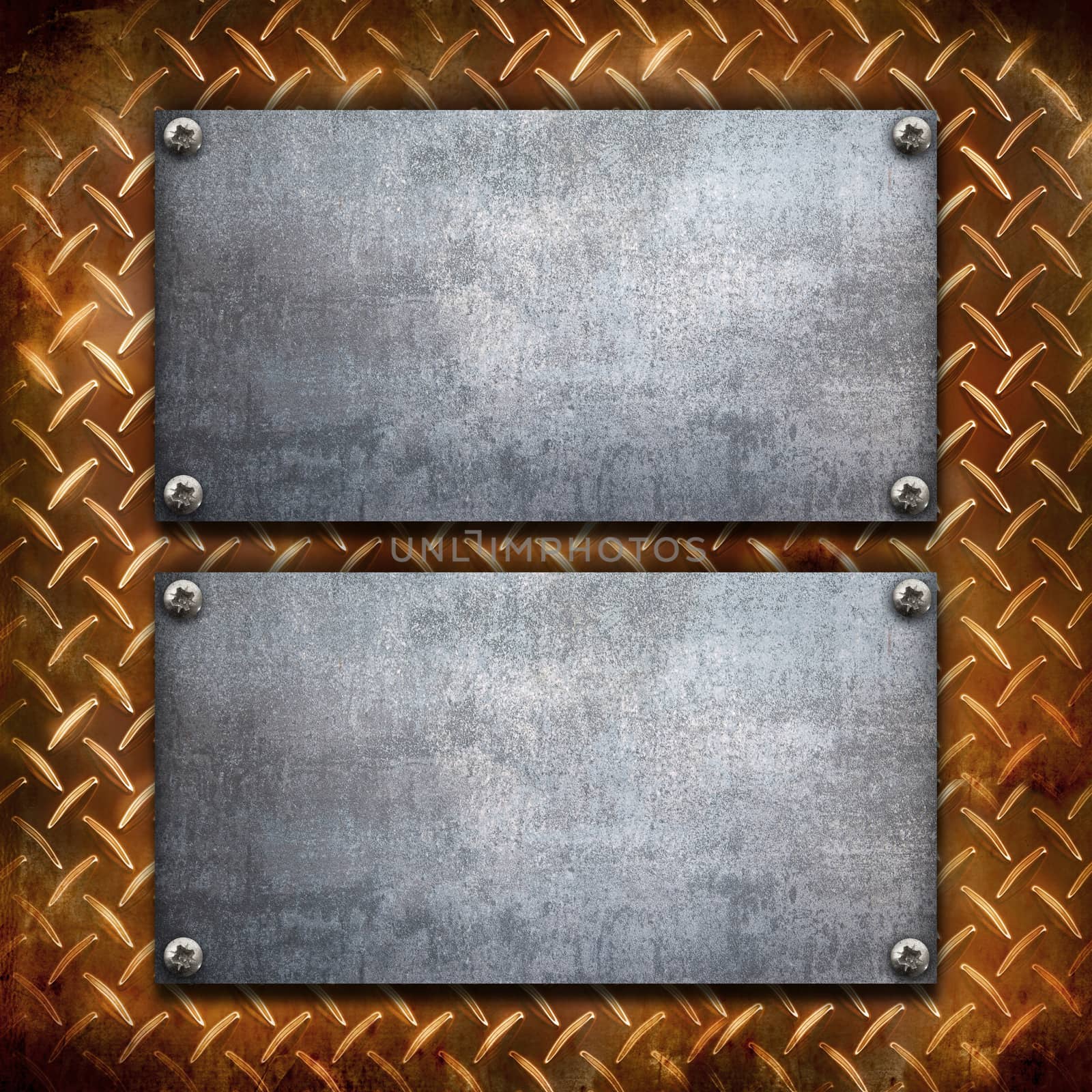 an industrial metal plate on a vintage background