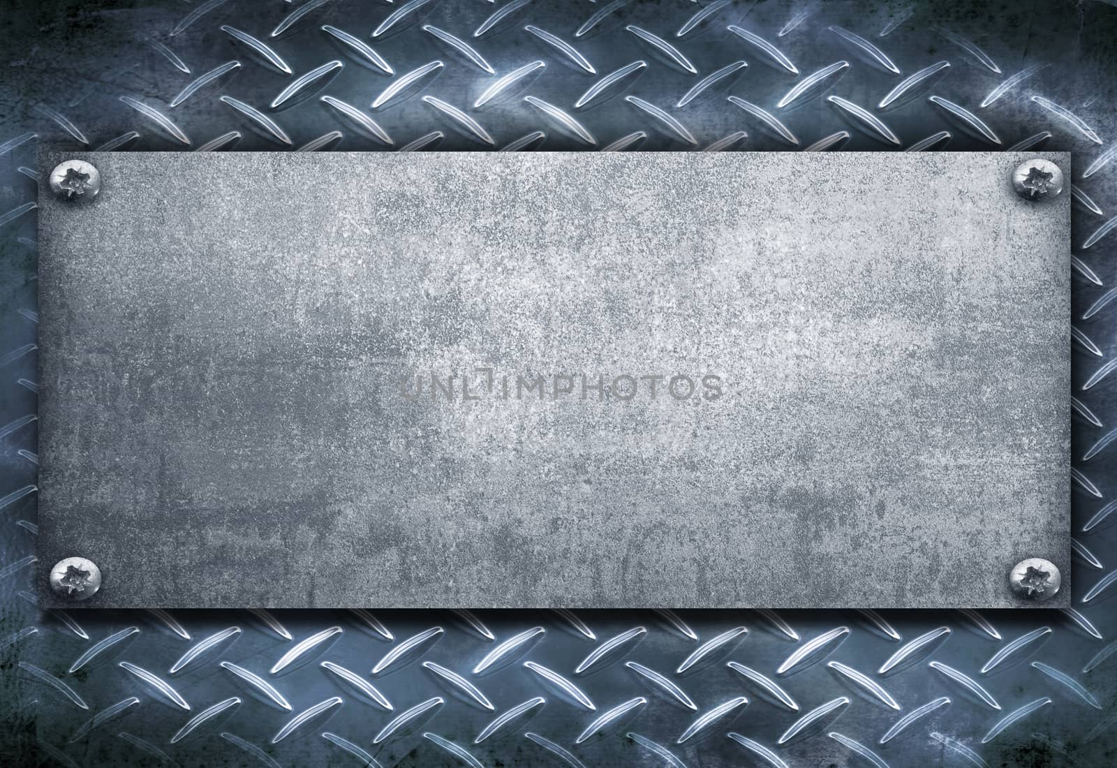 an industrial metal plate on a vintage background