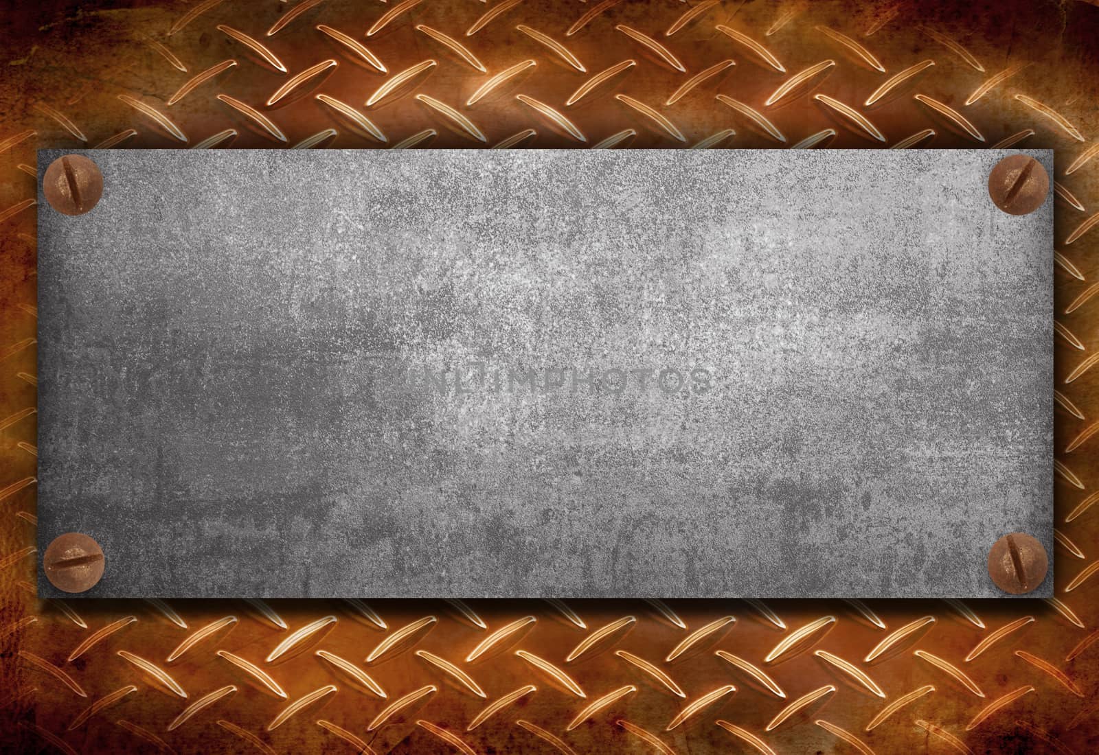 an industrial metal plate on a vintage background