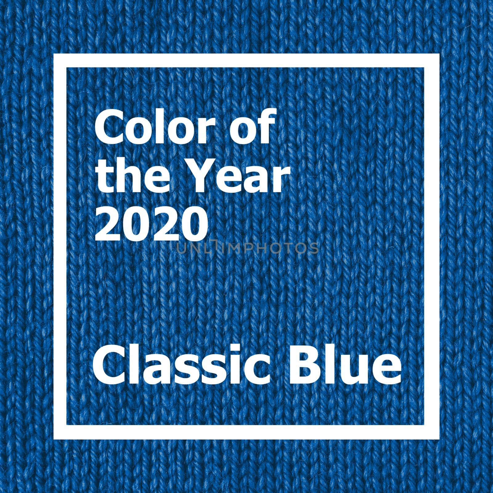 Classic Blue - Color of the Year 2020 over Jersey texture background. Color of year 2020 concept