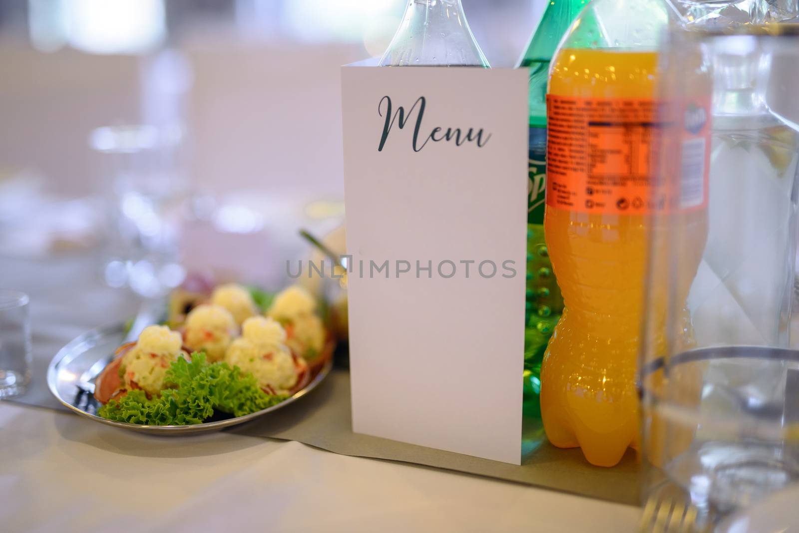 The elegant dinner table. Wedding table setting