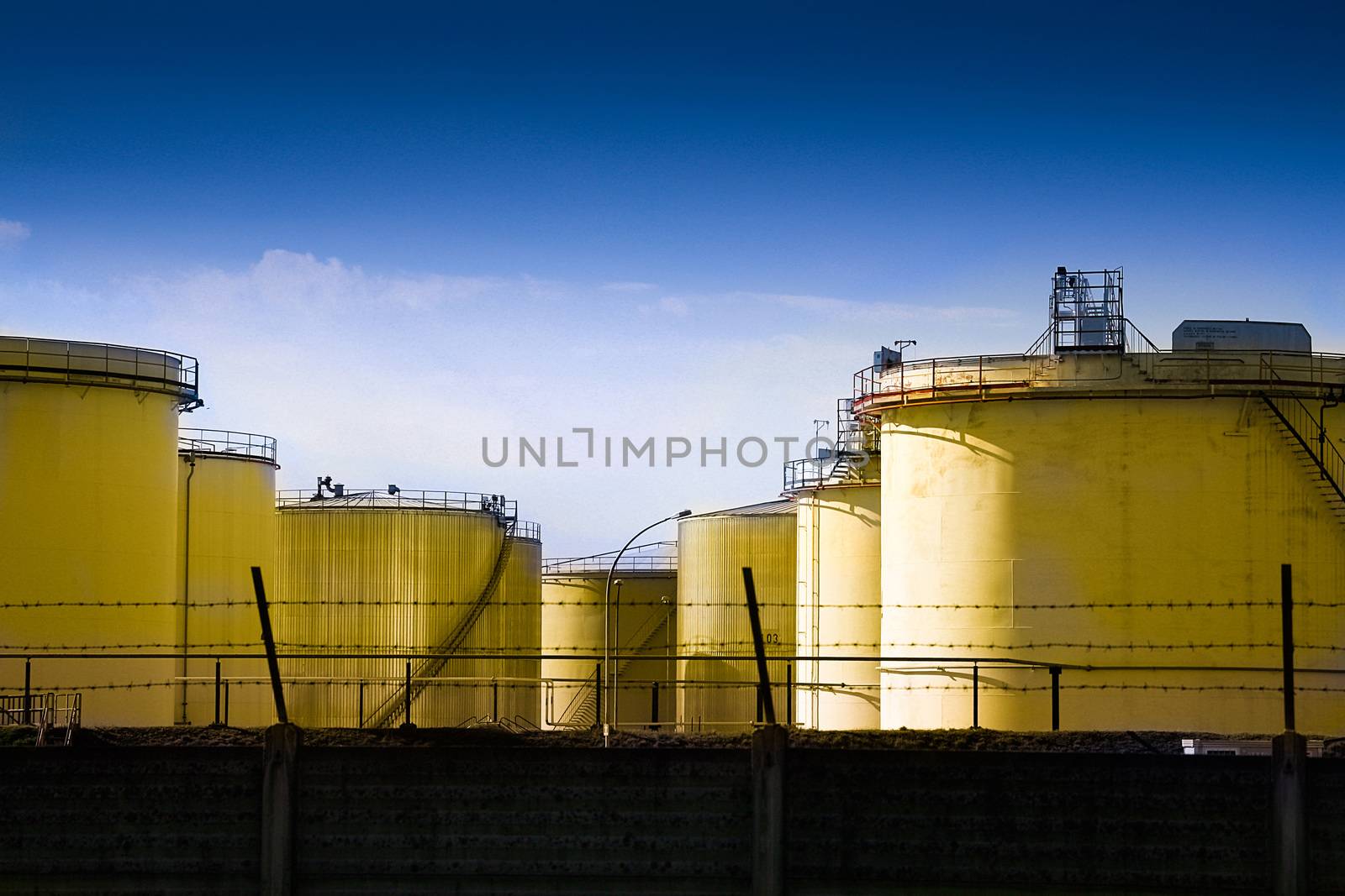 a Metallic silos of a chemical plant