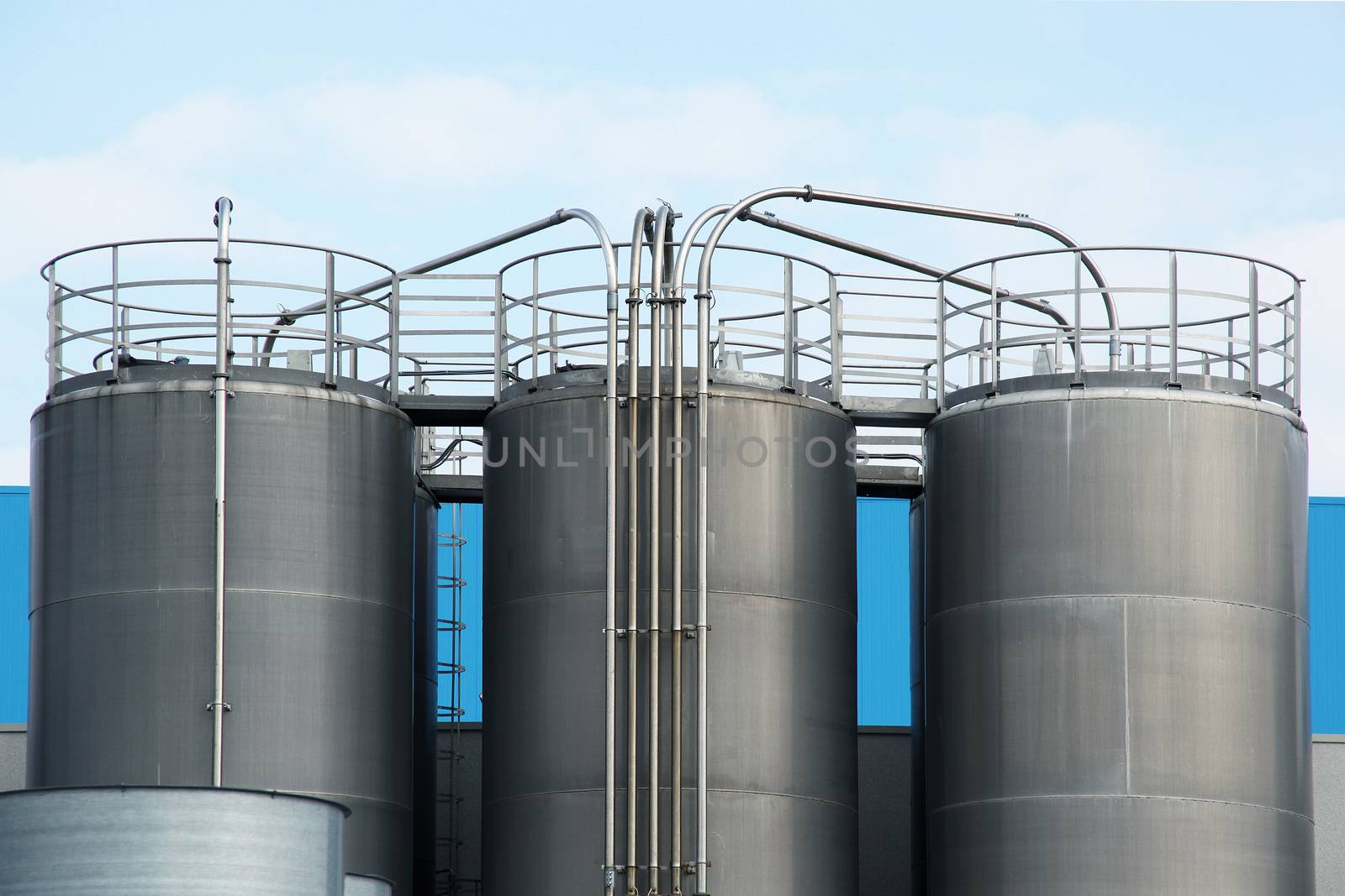 a Metallic silos of a chemical plant