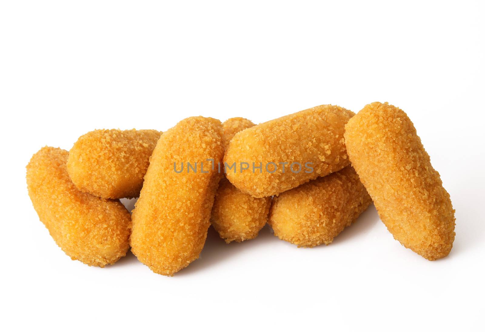 potatoes fried croquettes on white background