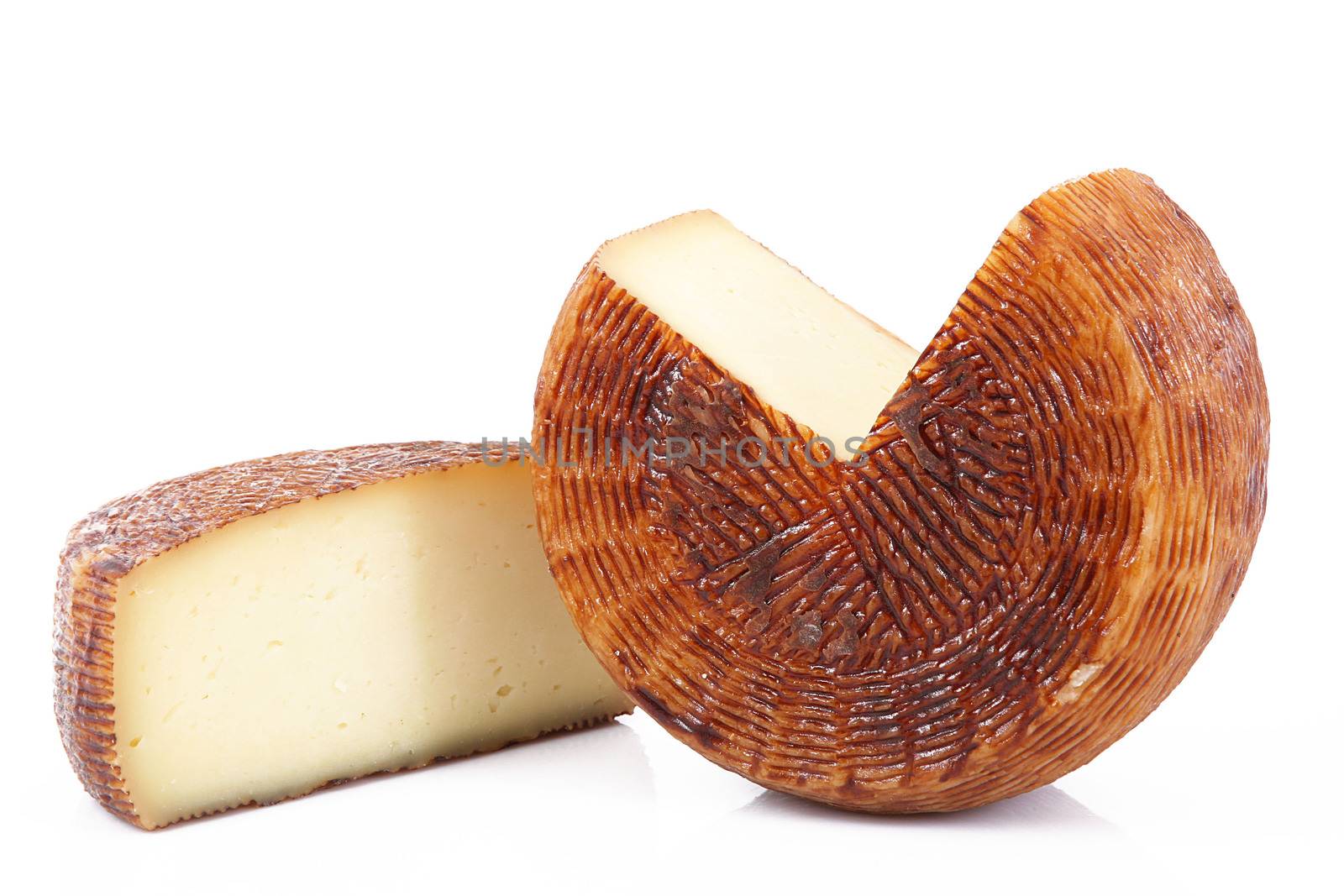 original italian cheese on white background
