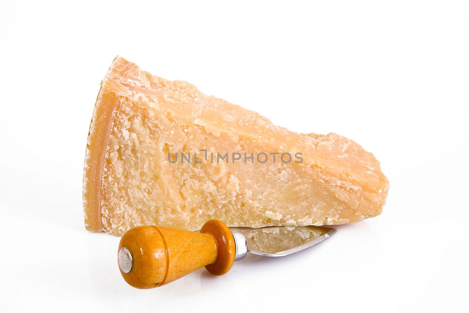 original italian parmesan cheese on white background