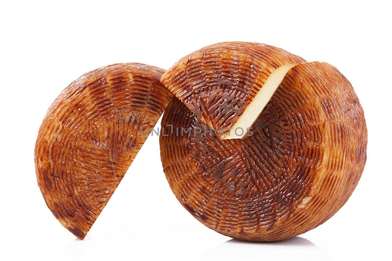 original italian cheese on white background