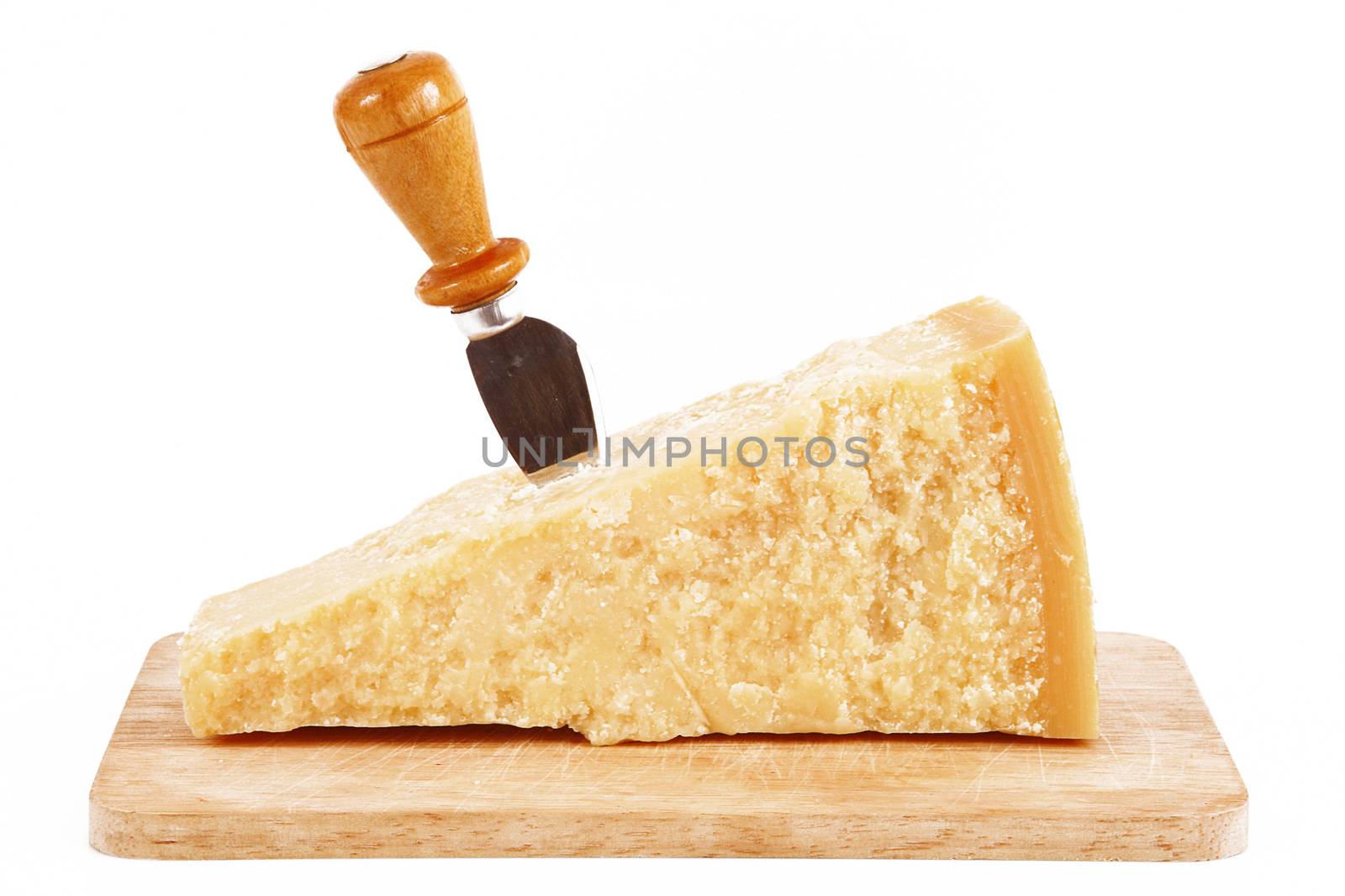 original italian parmesan cheese on white background