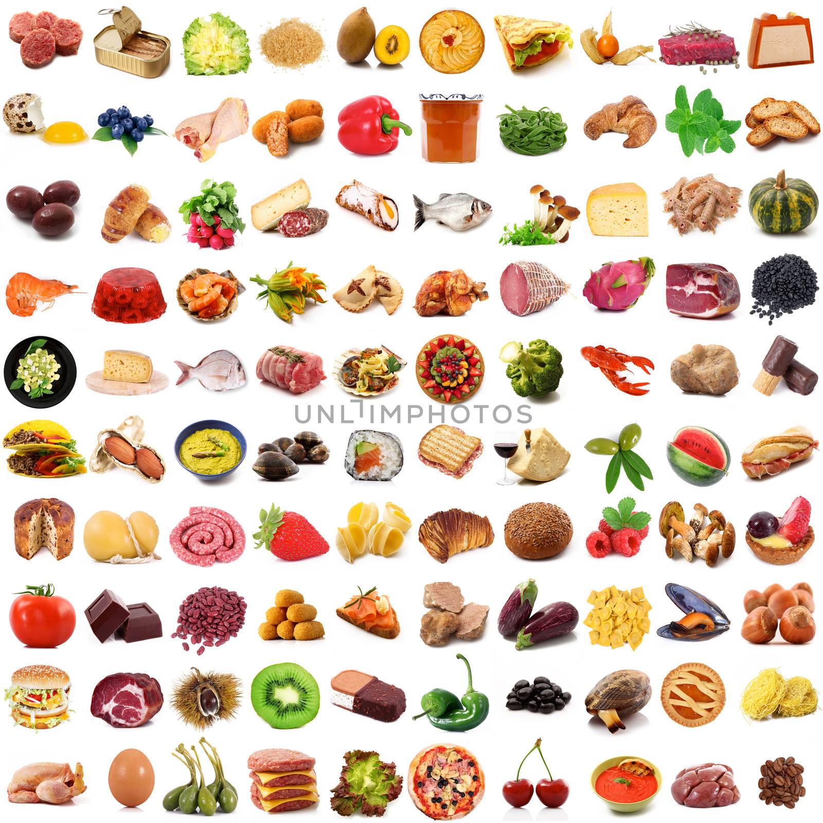 global gastronomy collage on white background