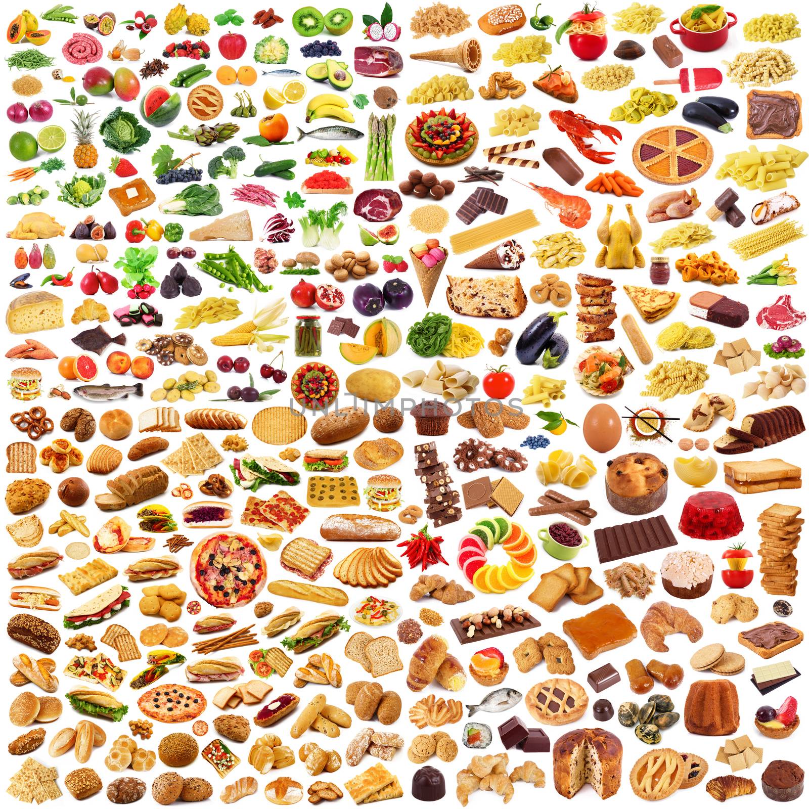 global gastronomy collage on white background