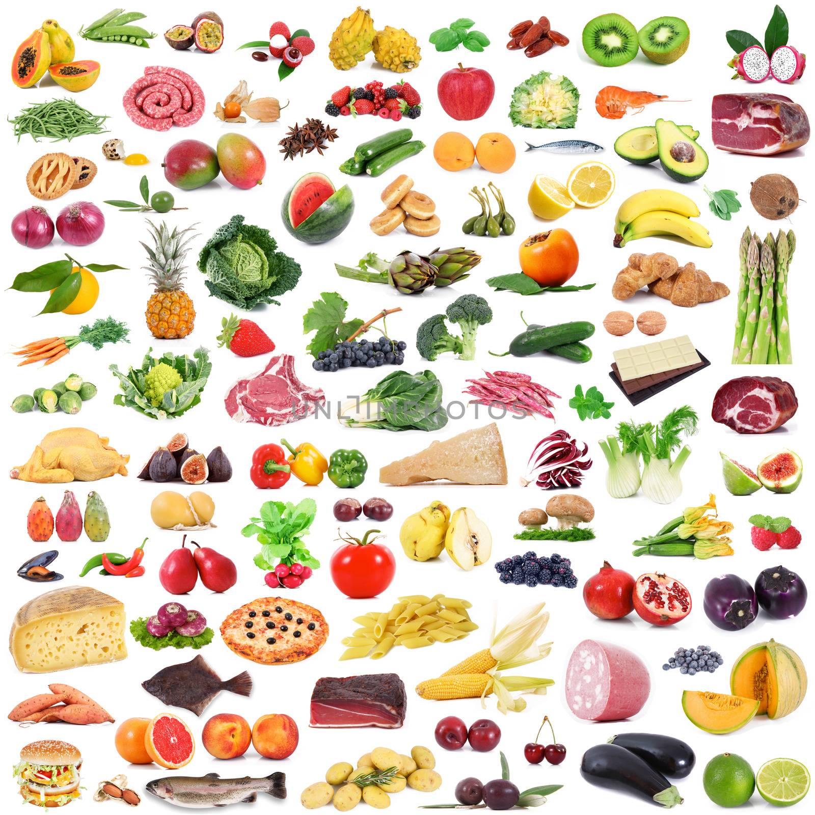 global gastronomy collage on white background