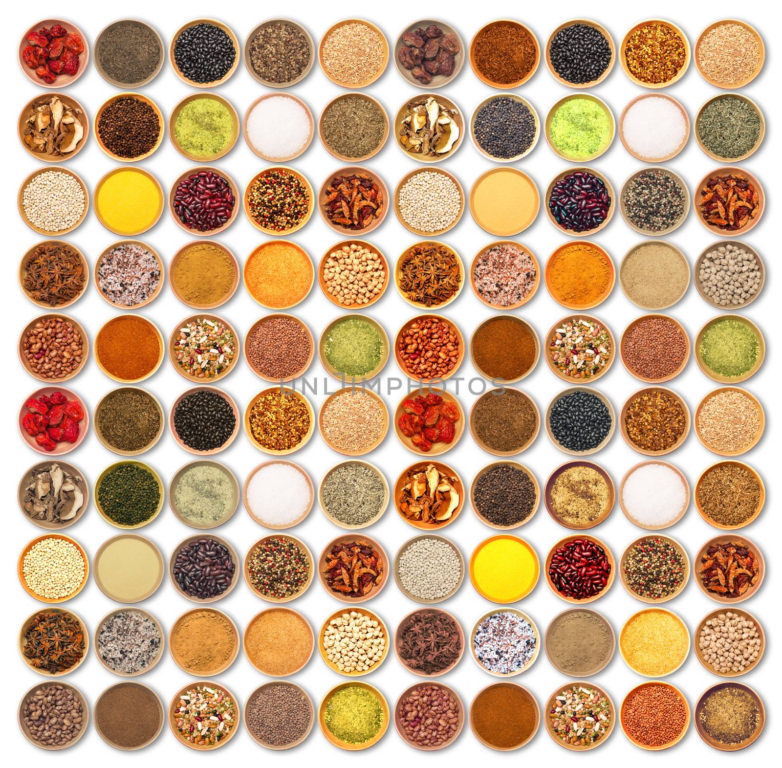 an aromatic ingredients collage on white background
