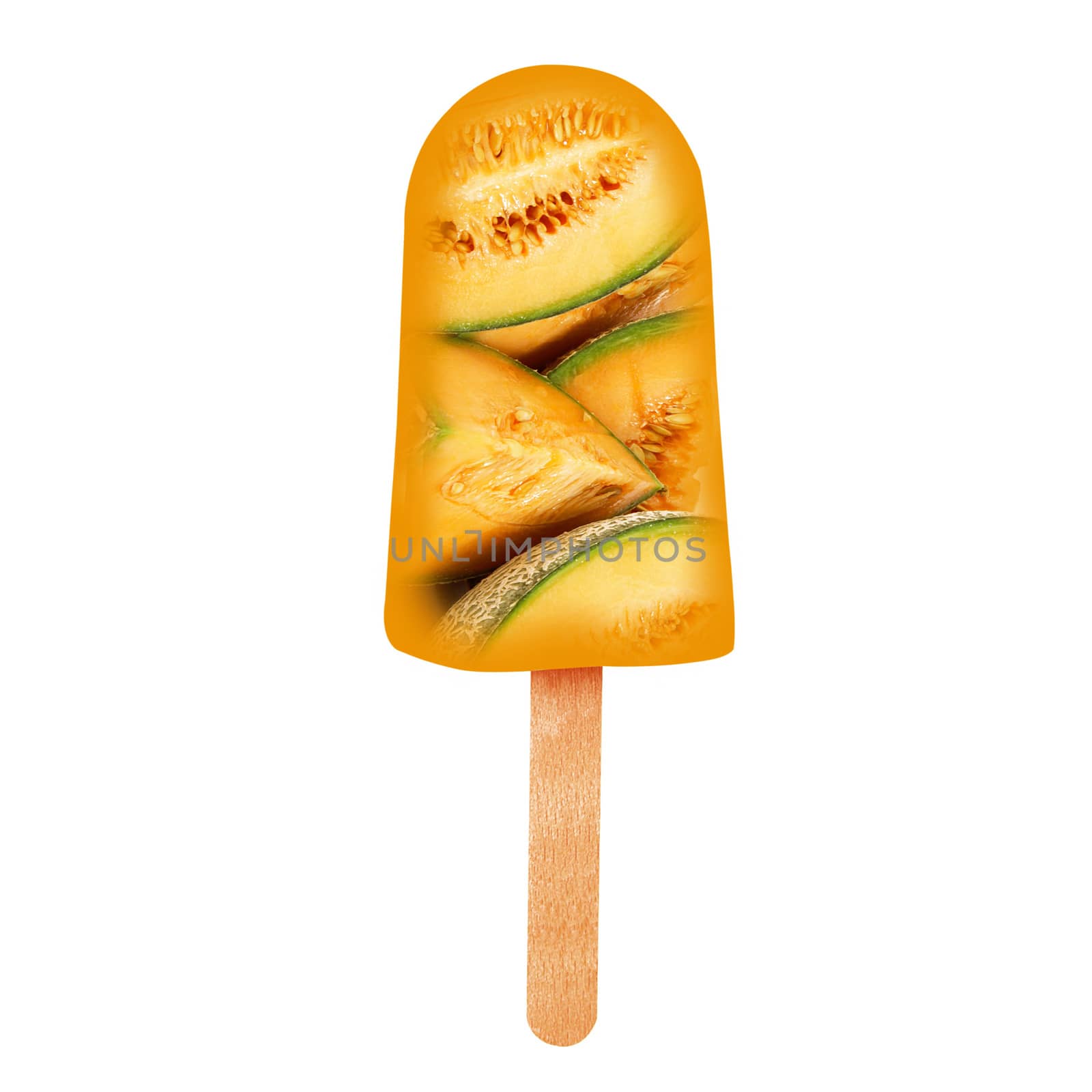 melon icicle on white background