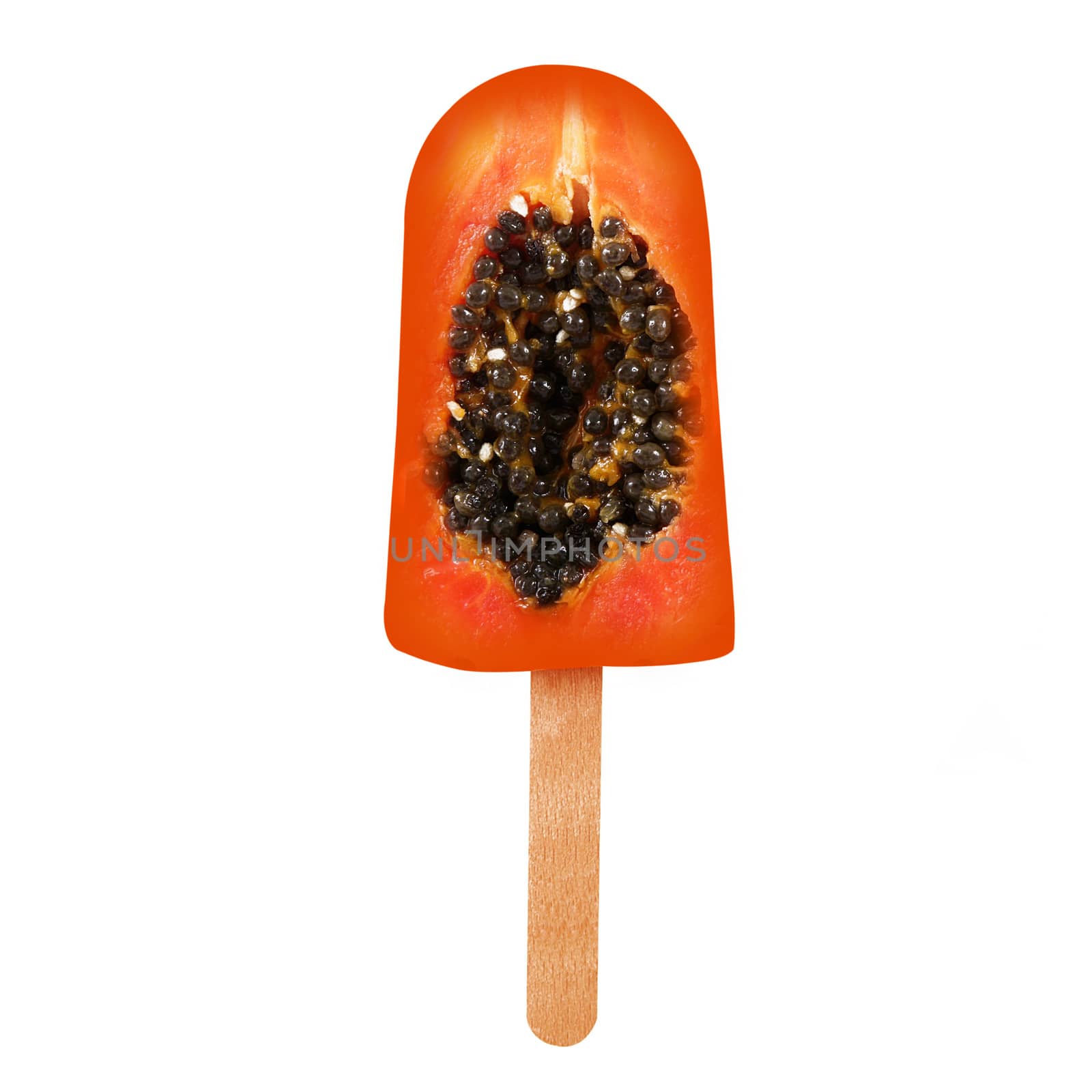 papaya icicle on white background