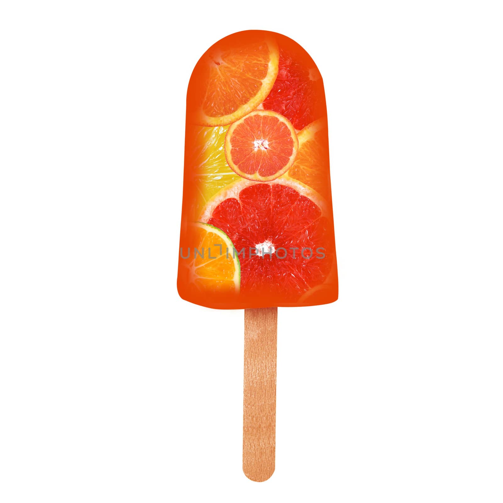fruit icicle on white background