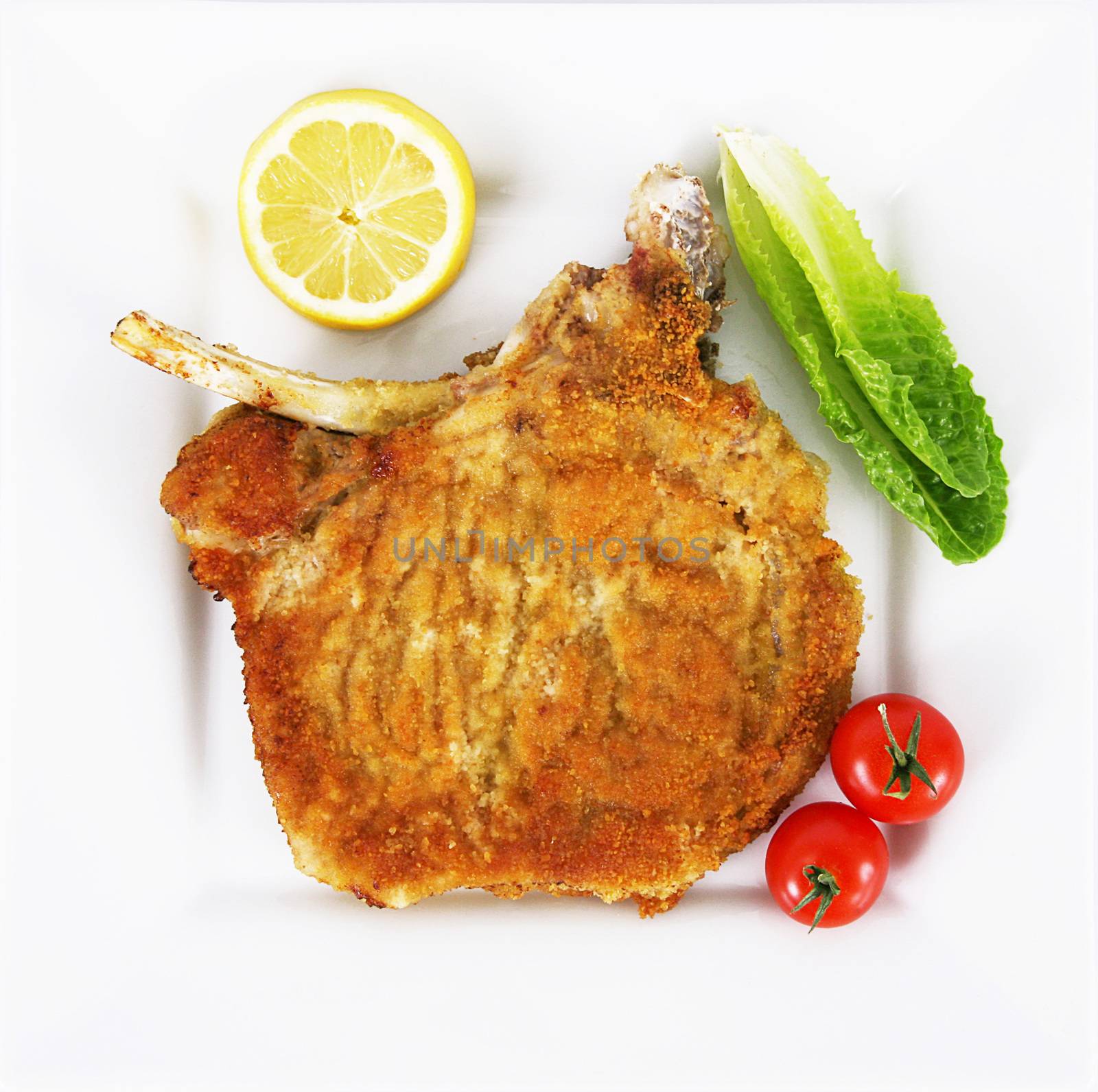 milanese cutlet on white background