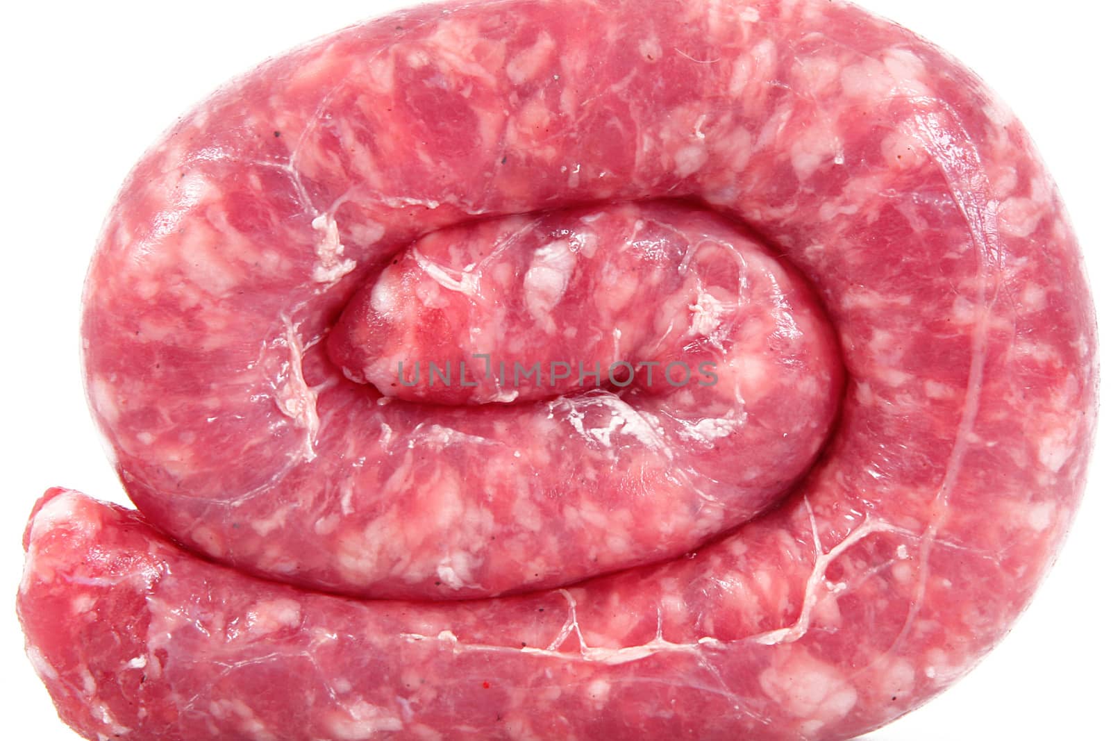 italian fresh sausage on white background