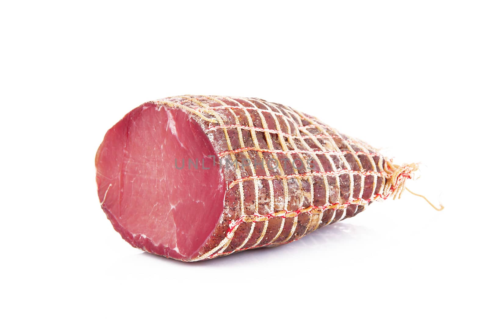 italian smoked bacon on white background