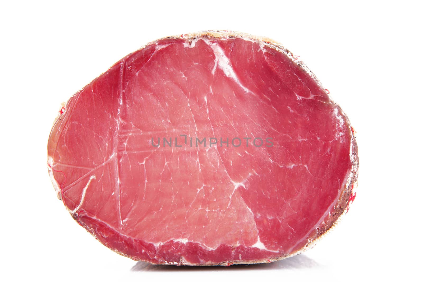 italian smoked bacon on white background