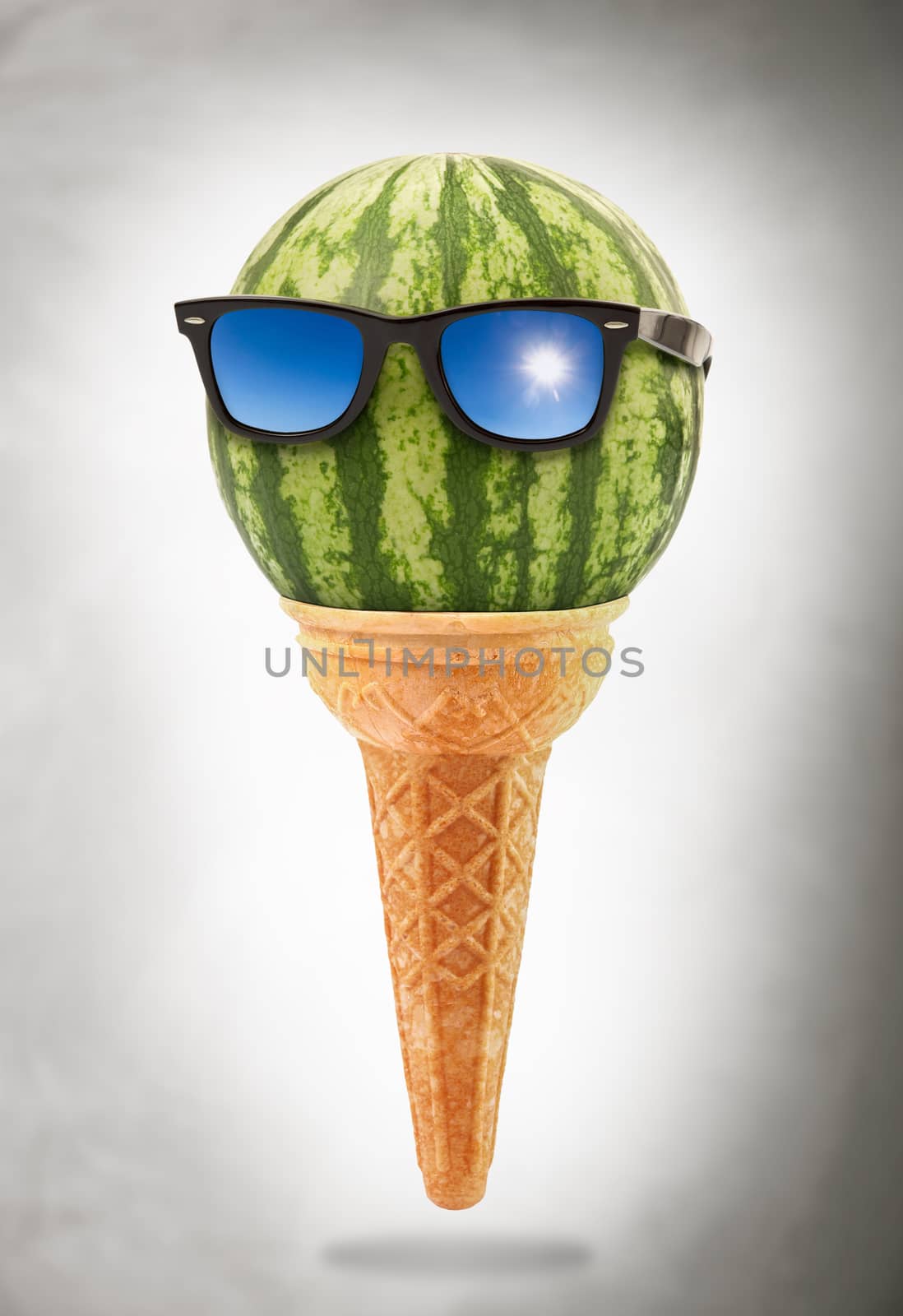 a Delicious ice cream cone with watermelon taste