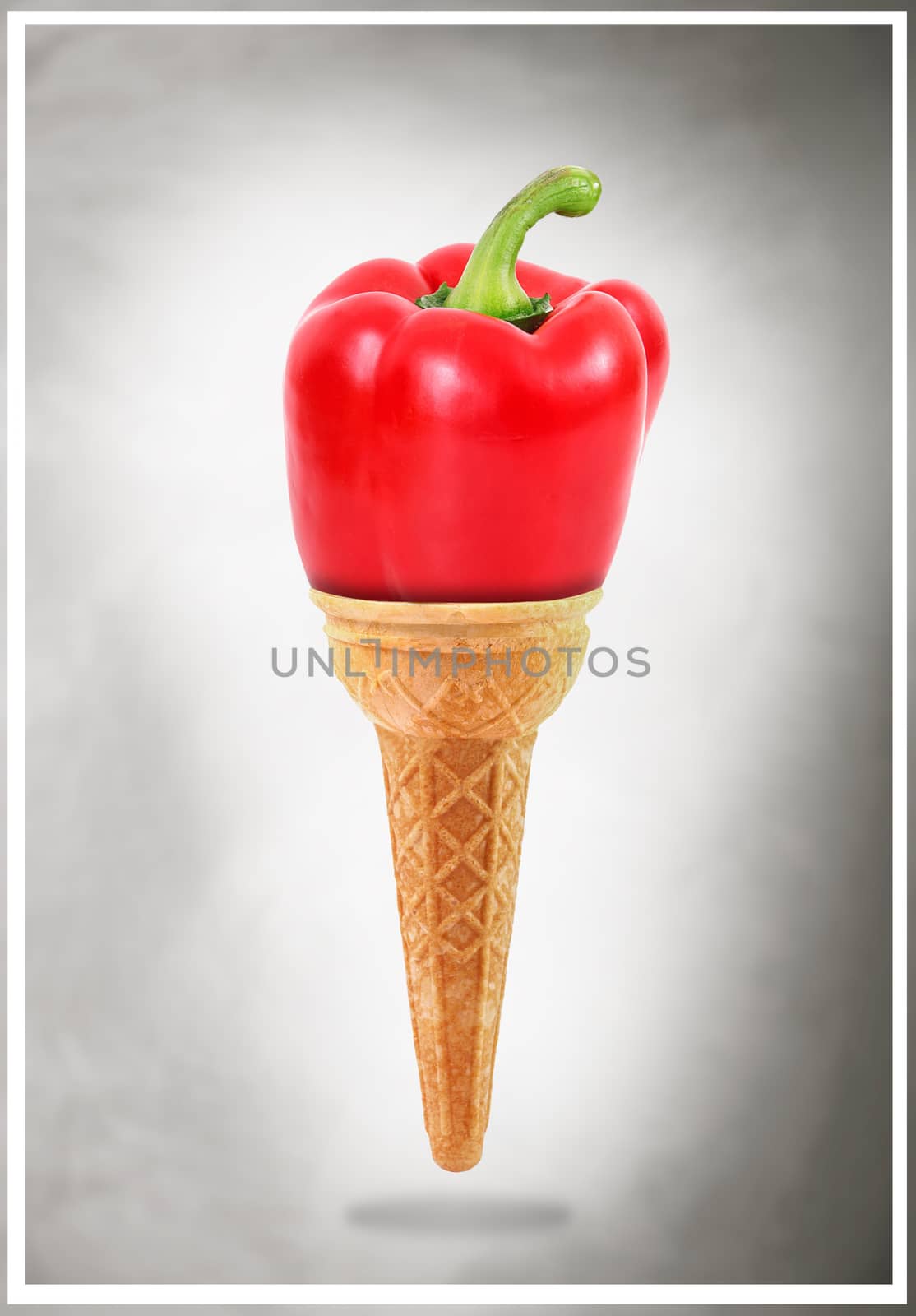 Delicious ice cream cone with pepper taste by photobeps