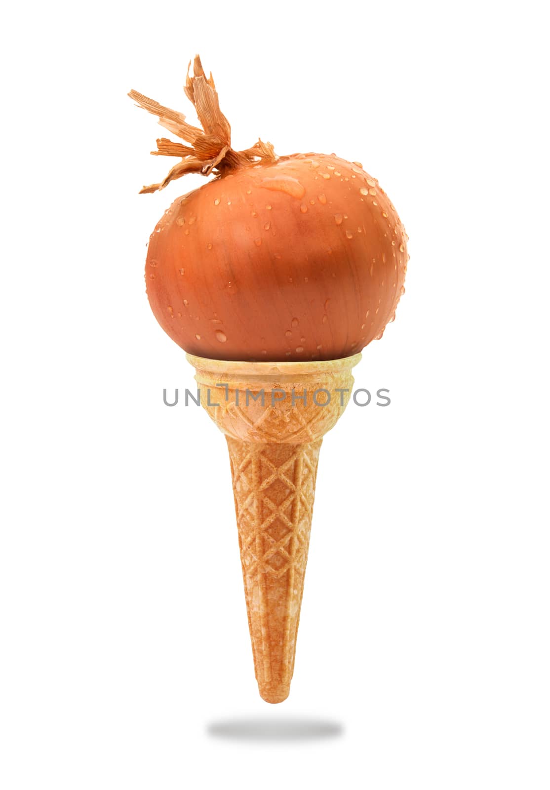 a Delicious ice cream cone with onion taste