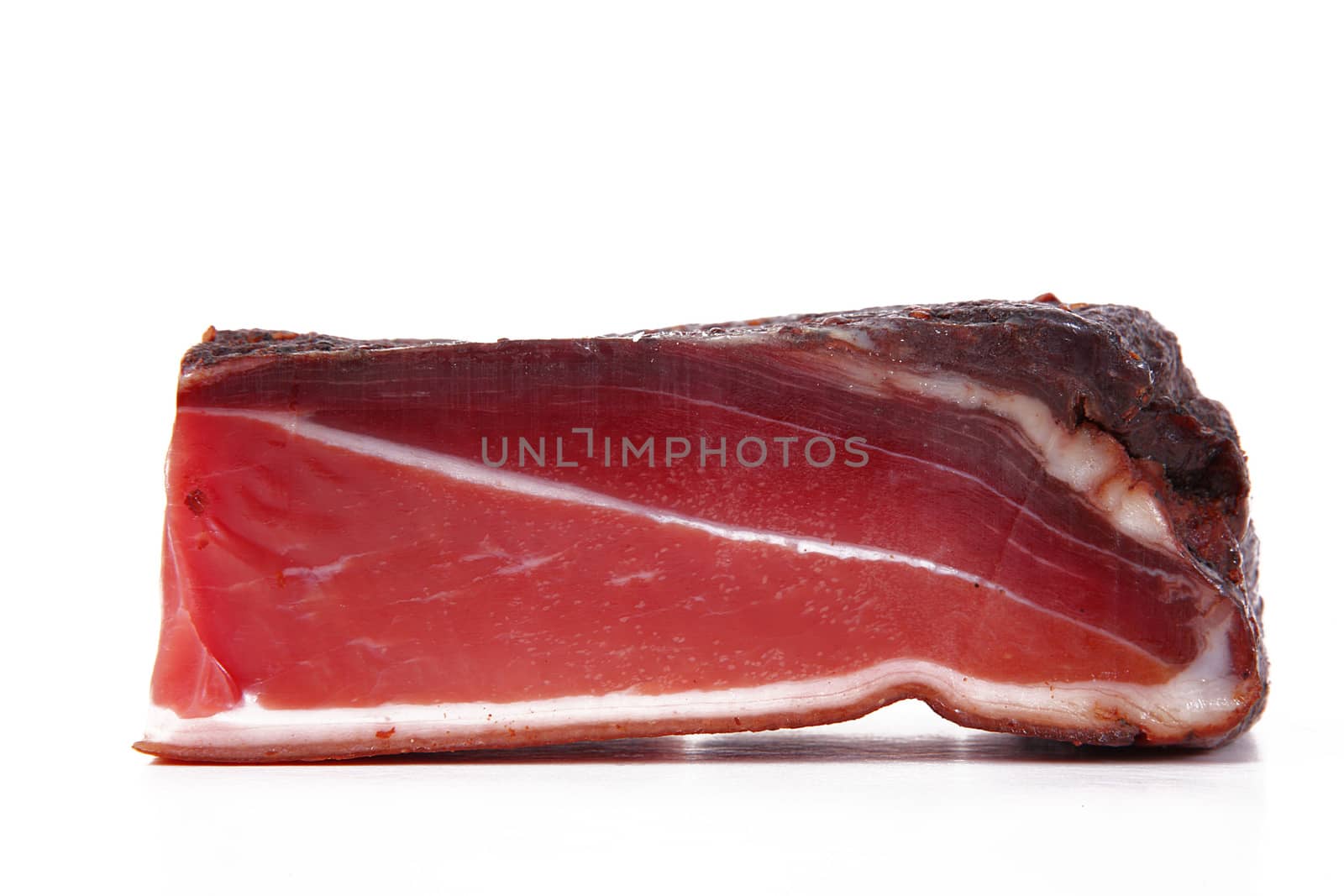 italian smoked bacon on white background
