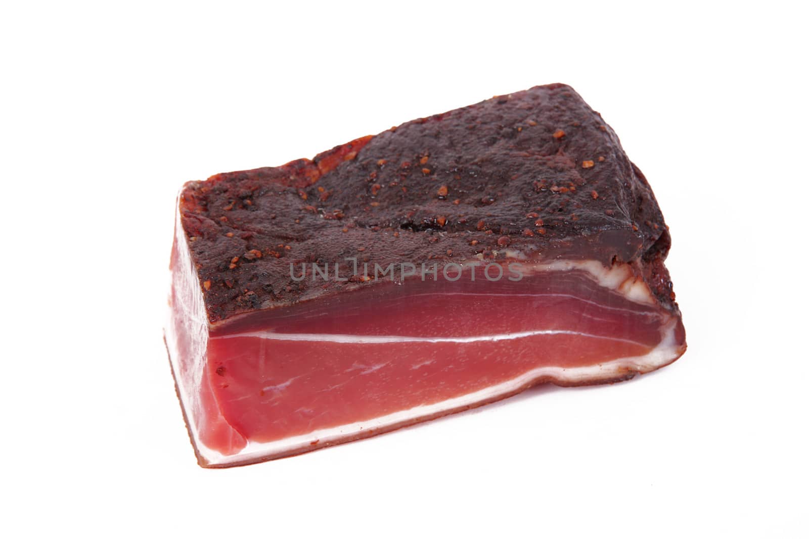 italian smoked bacon on white background