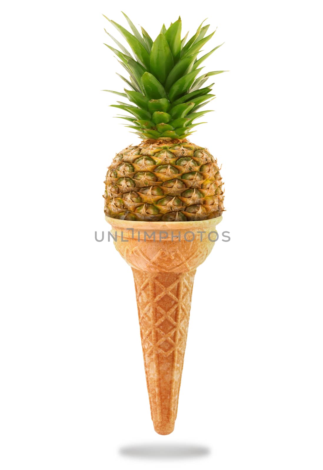 a Delicious ice cream cone with pineapple taste