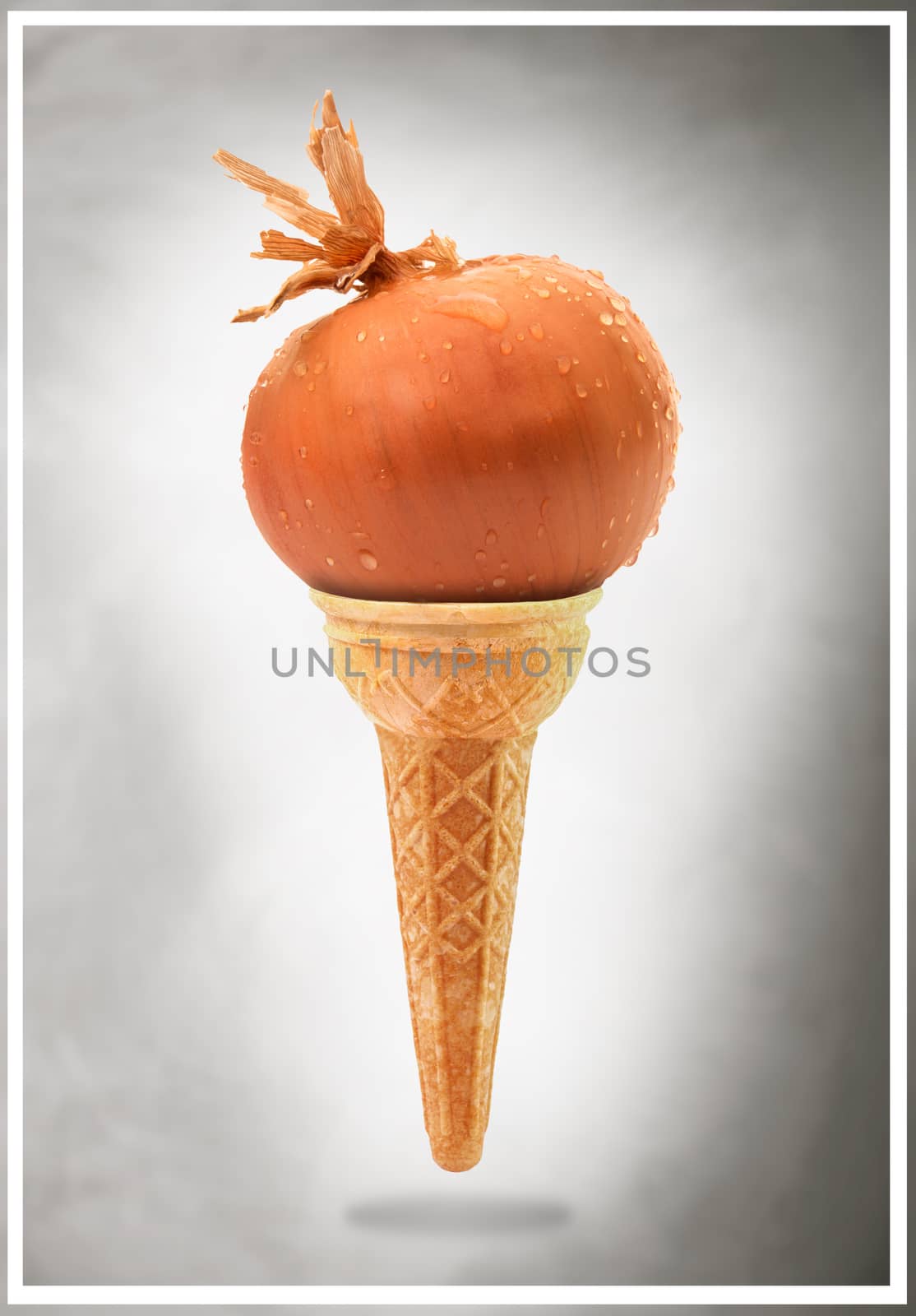a Delicious ice cream cone with onion taste