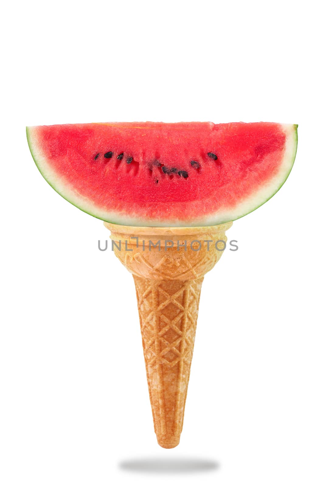 a Delicious ice cream cone with watermelon taste