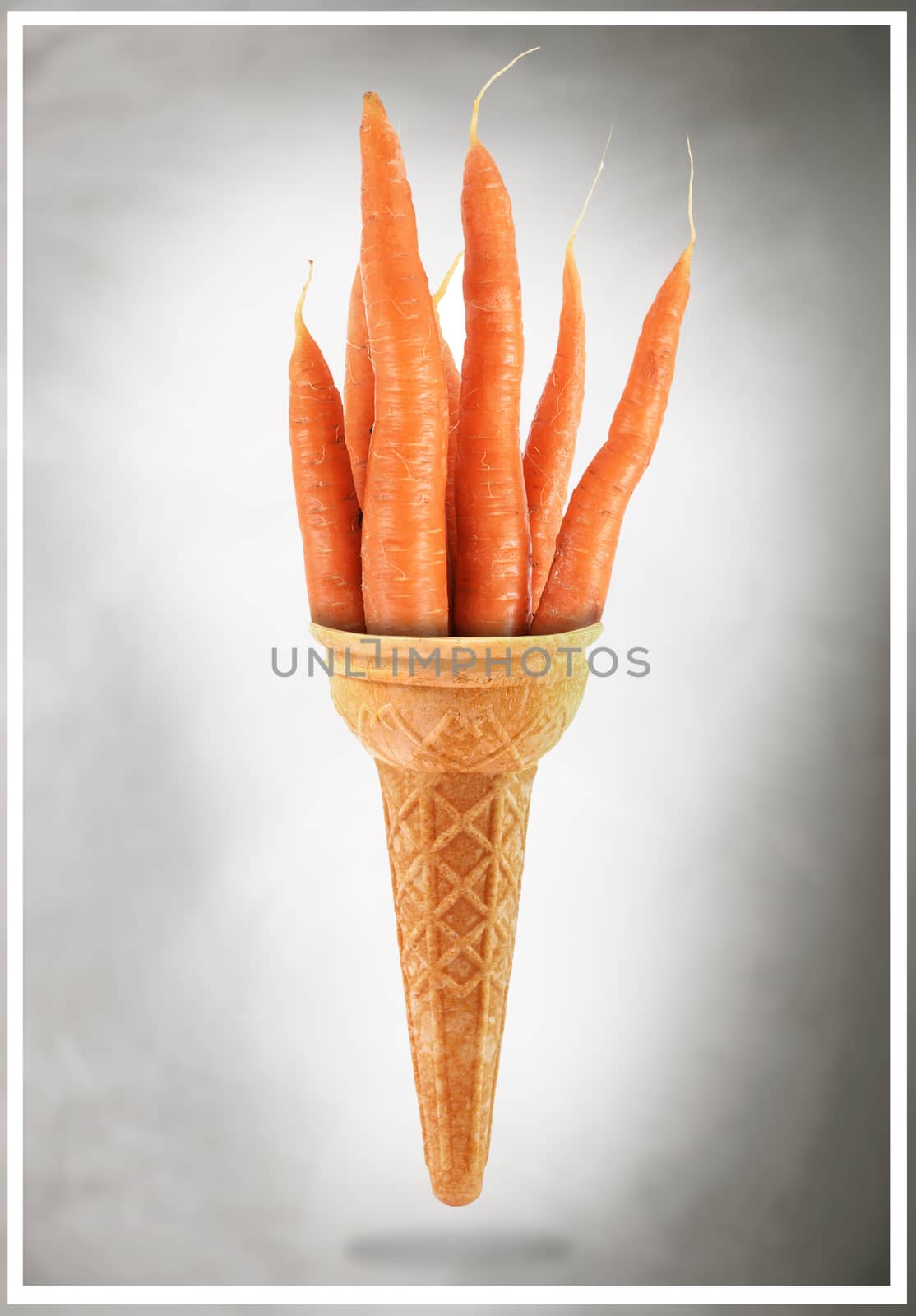 a Delicious ice cream cone with carrots taste
