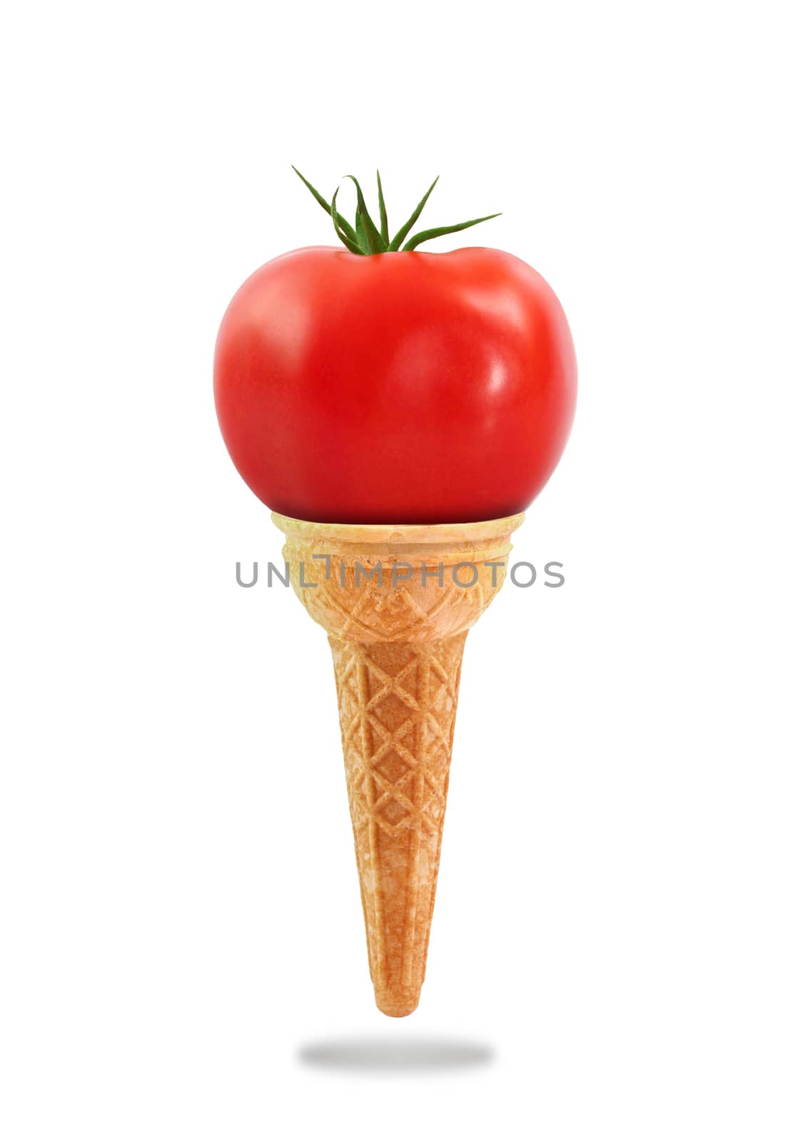 a Delicious ice cream cone with tomato taste