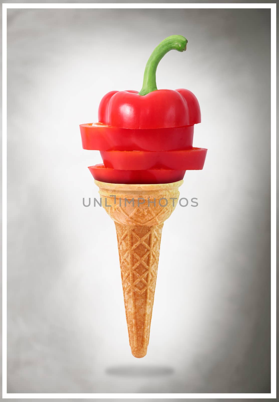 Delicious ice cream cone with pepper taste by photobeps