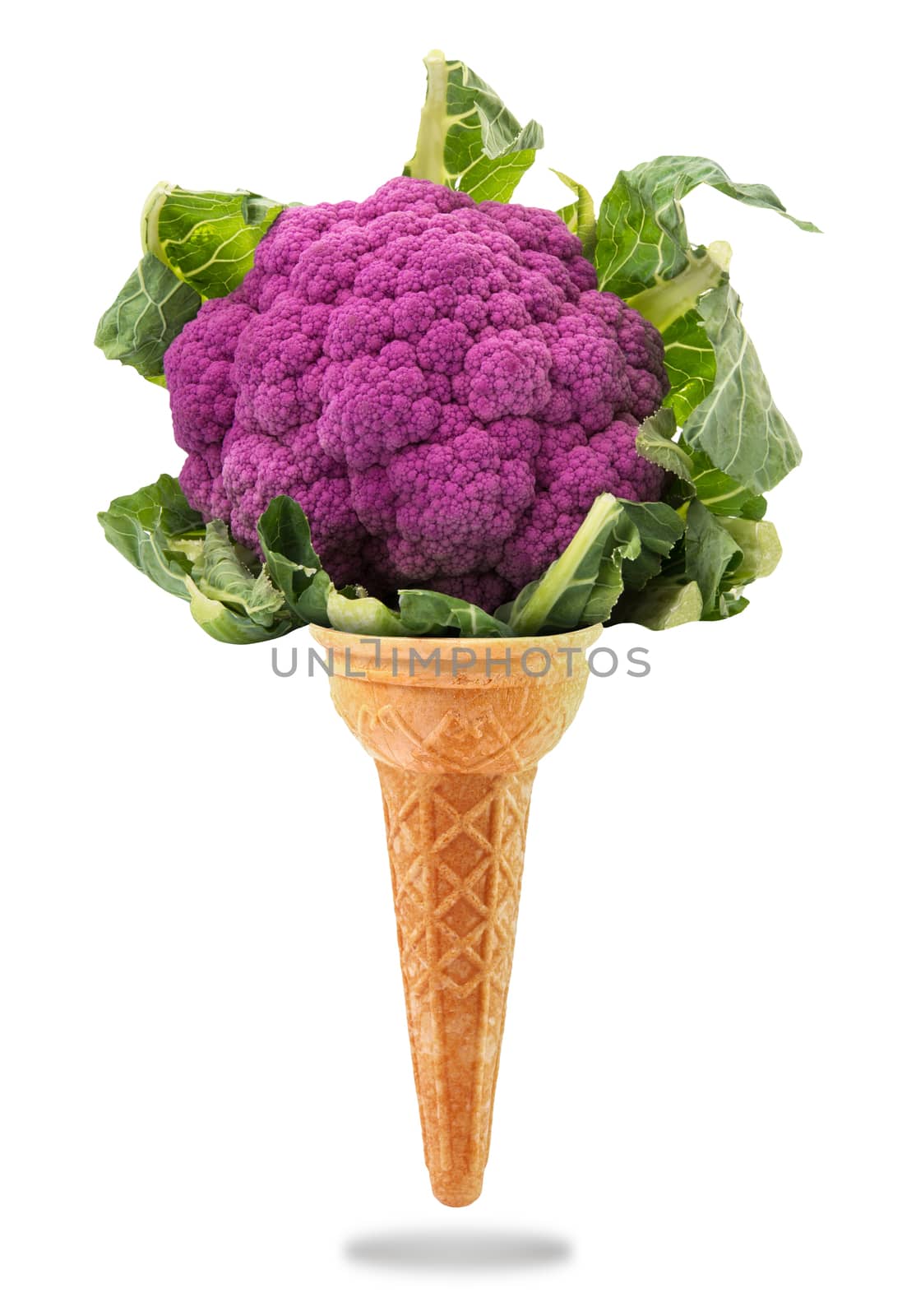 a Delicious ice cream cone with purple cabbage taste